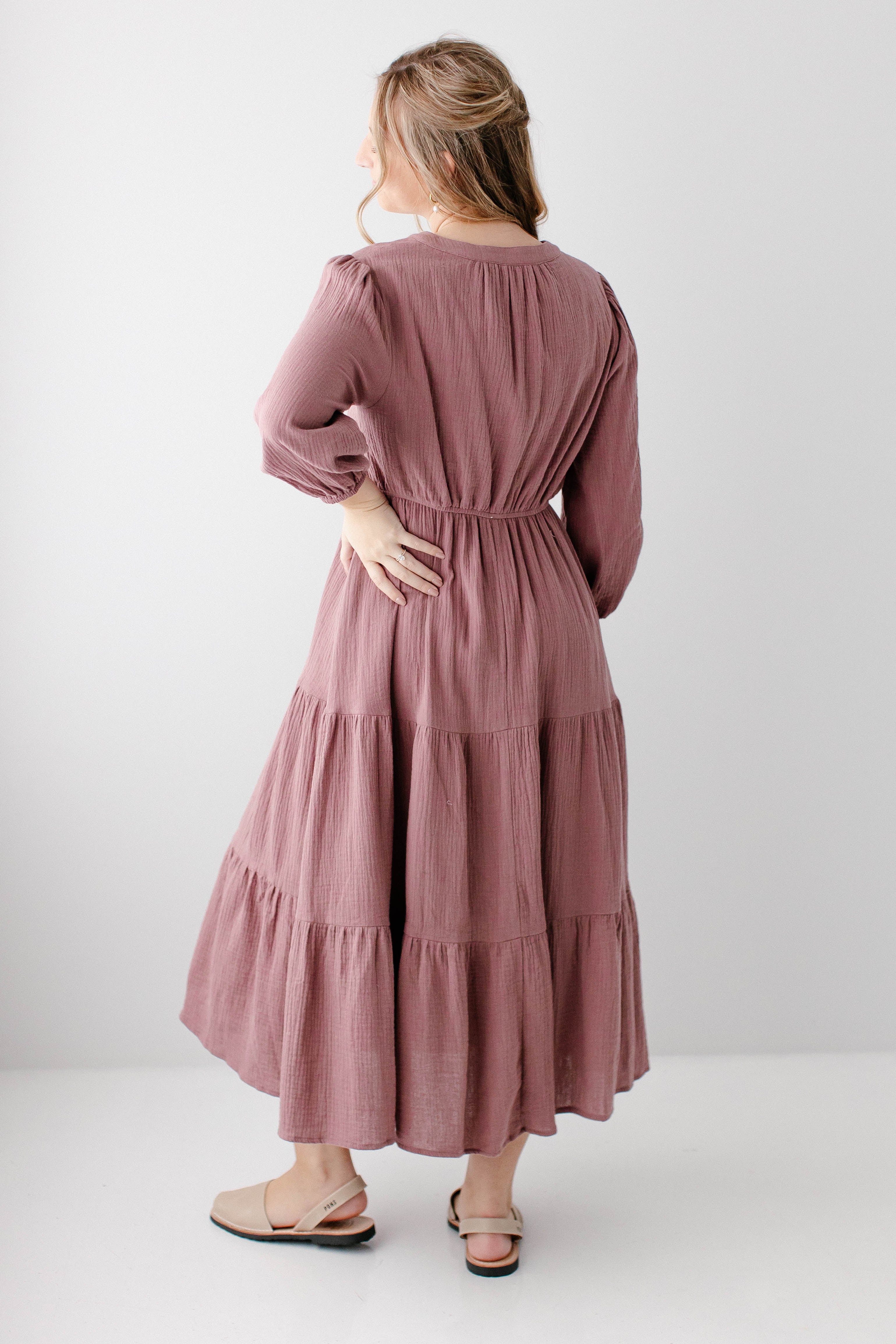 Louisa Button Down Tiered Cotton Gauze Midi Dress - Image 7
