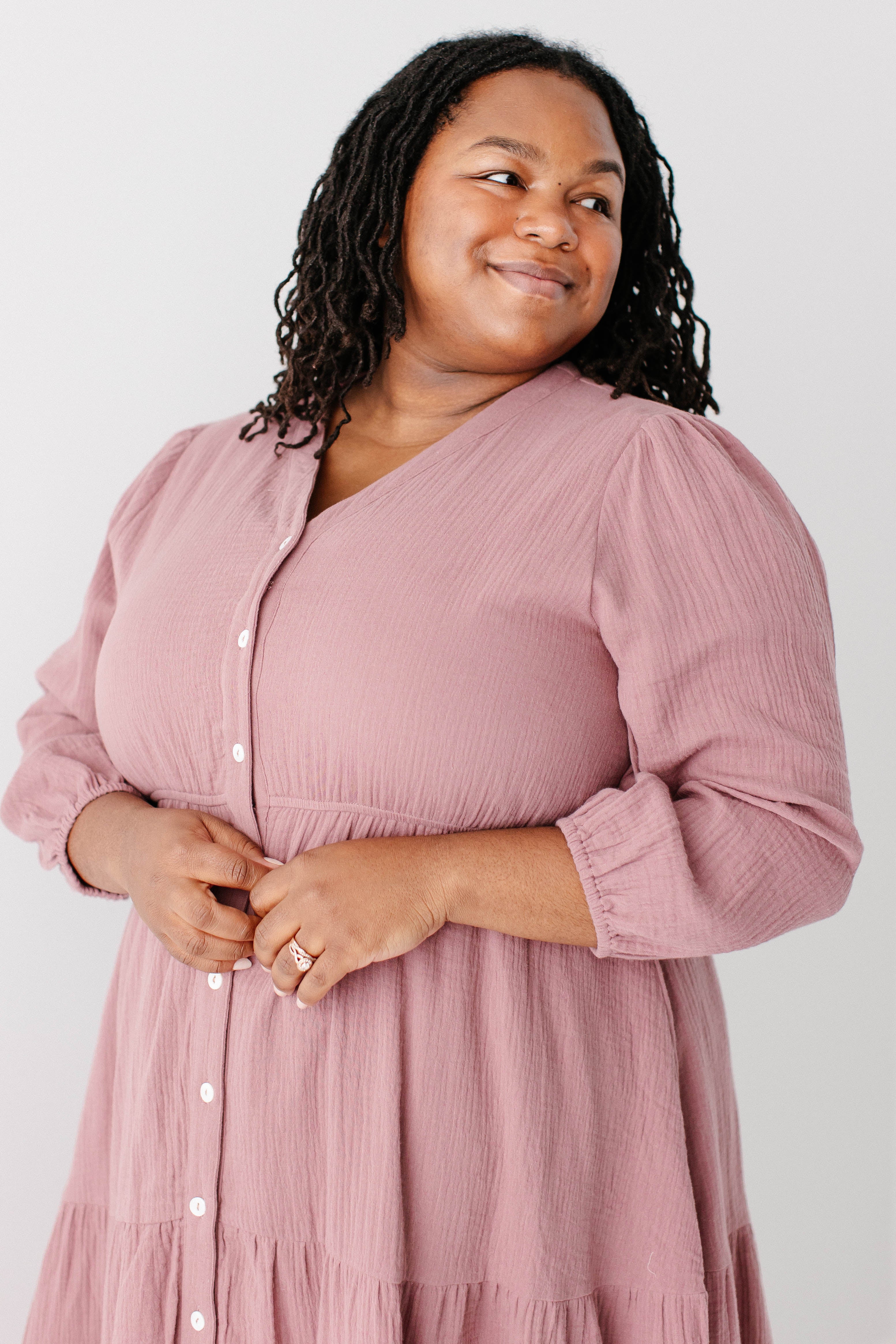 Louisa Button Down Tiered Cotton Gauze Midi Dress - Image 8
