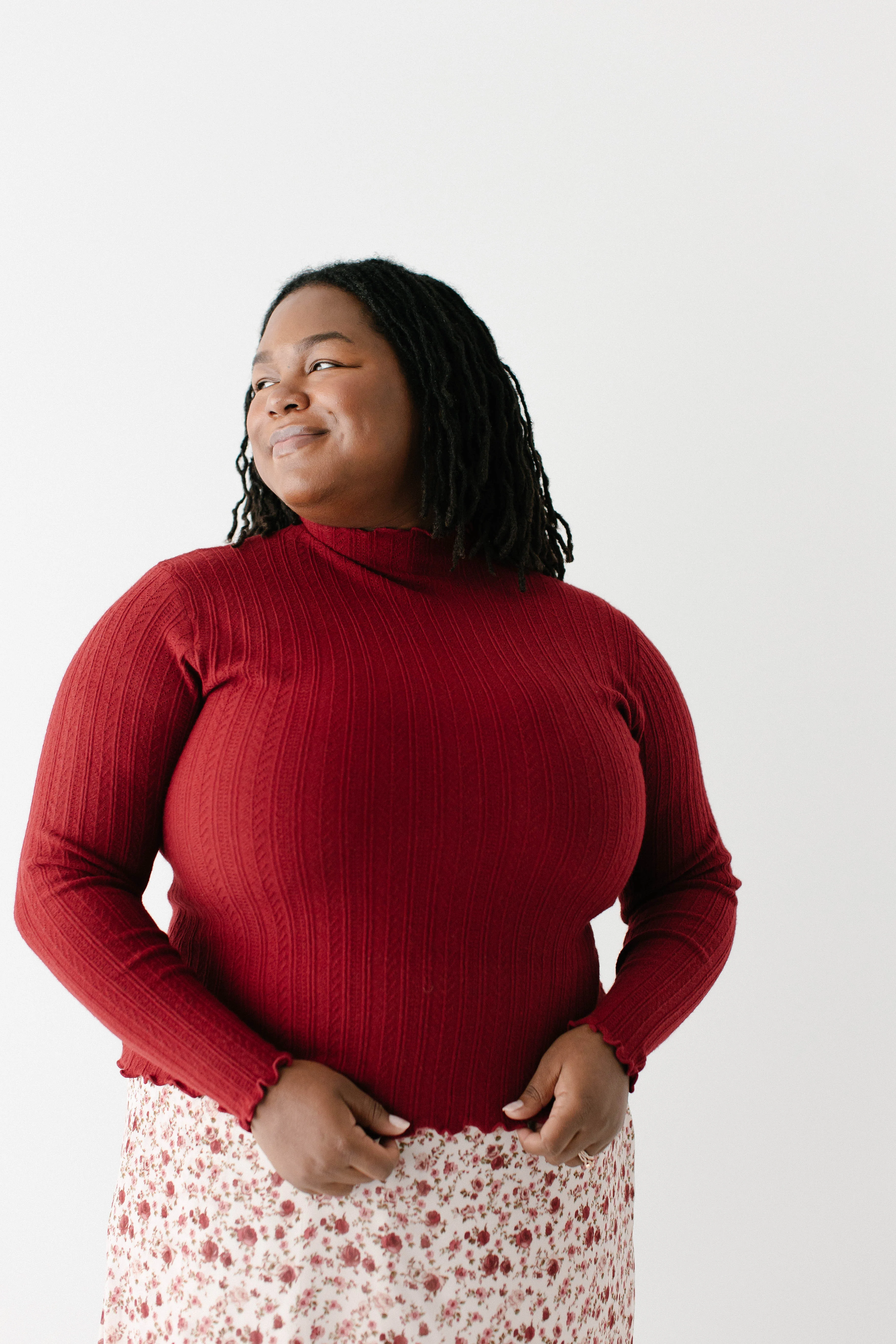 'Lucille' Pointelle Knit Mock Neck Layering Top FINAL SALE - Image 15