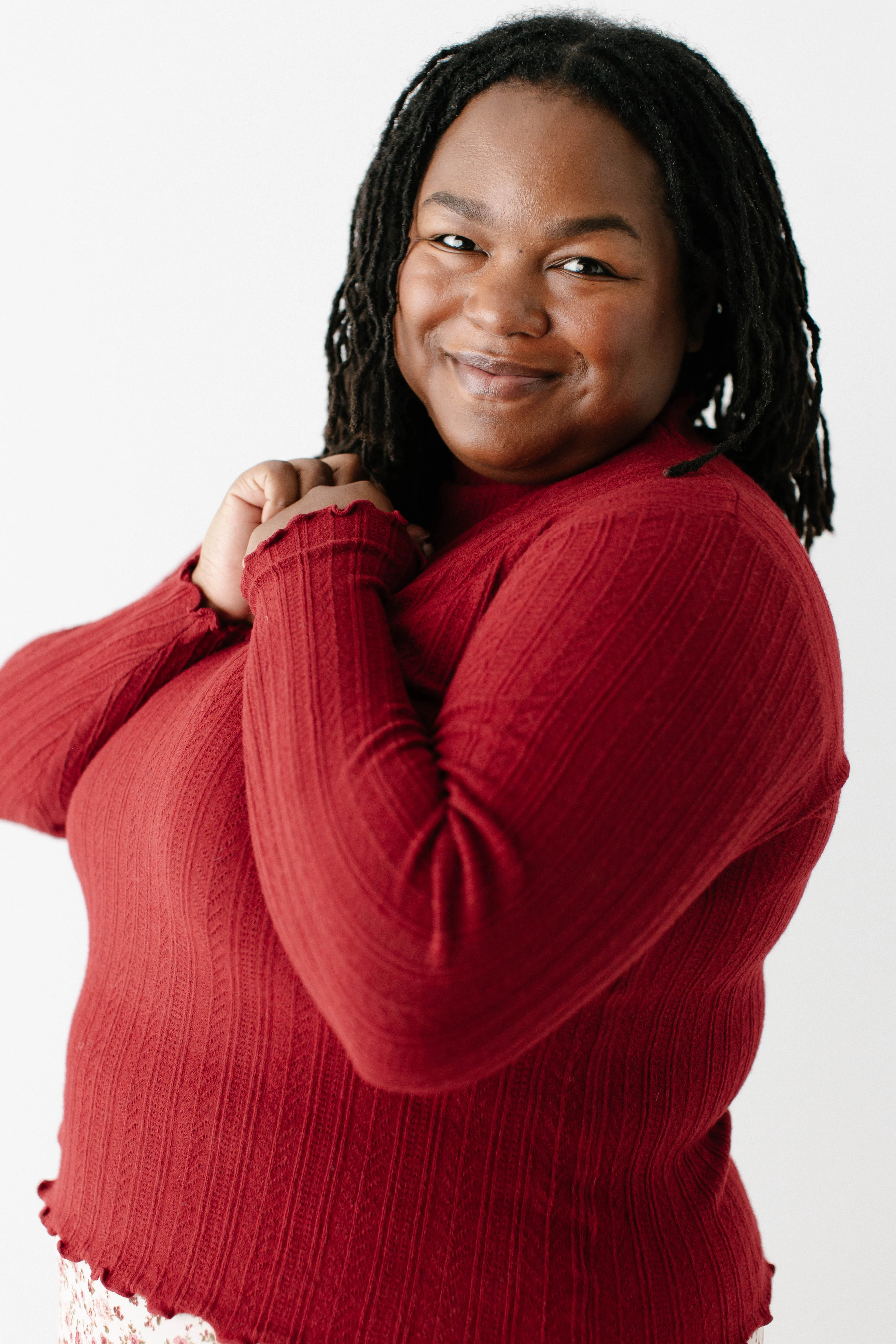 'Lucille' Pointelle Knit Mock Neck Layering Top FINAL SALE - Image 20
