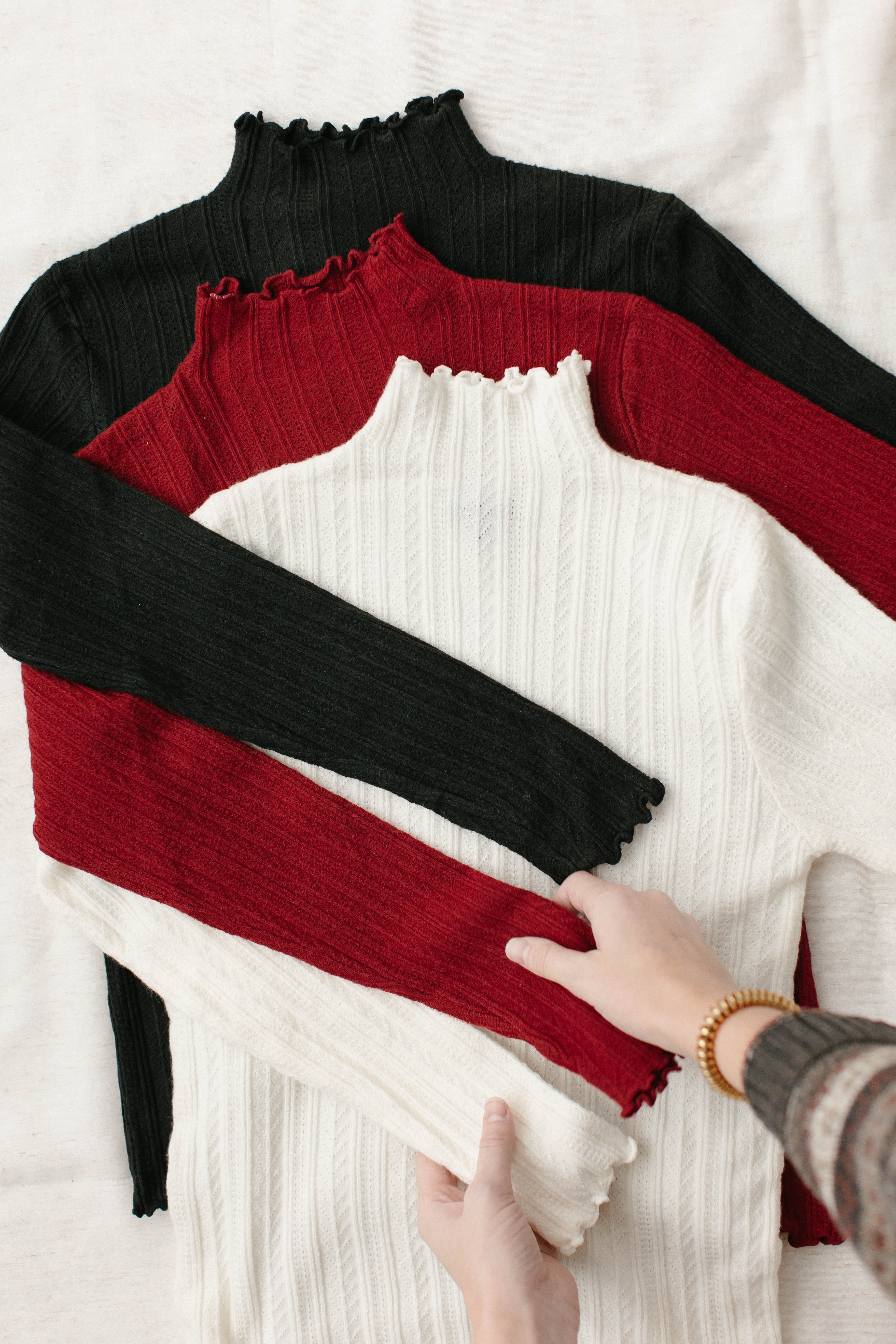 'Lucille' Pointelle Knit Mock Neck Layering Top FINAL SALE - Image 22