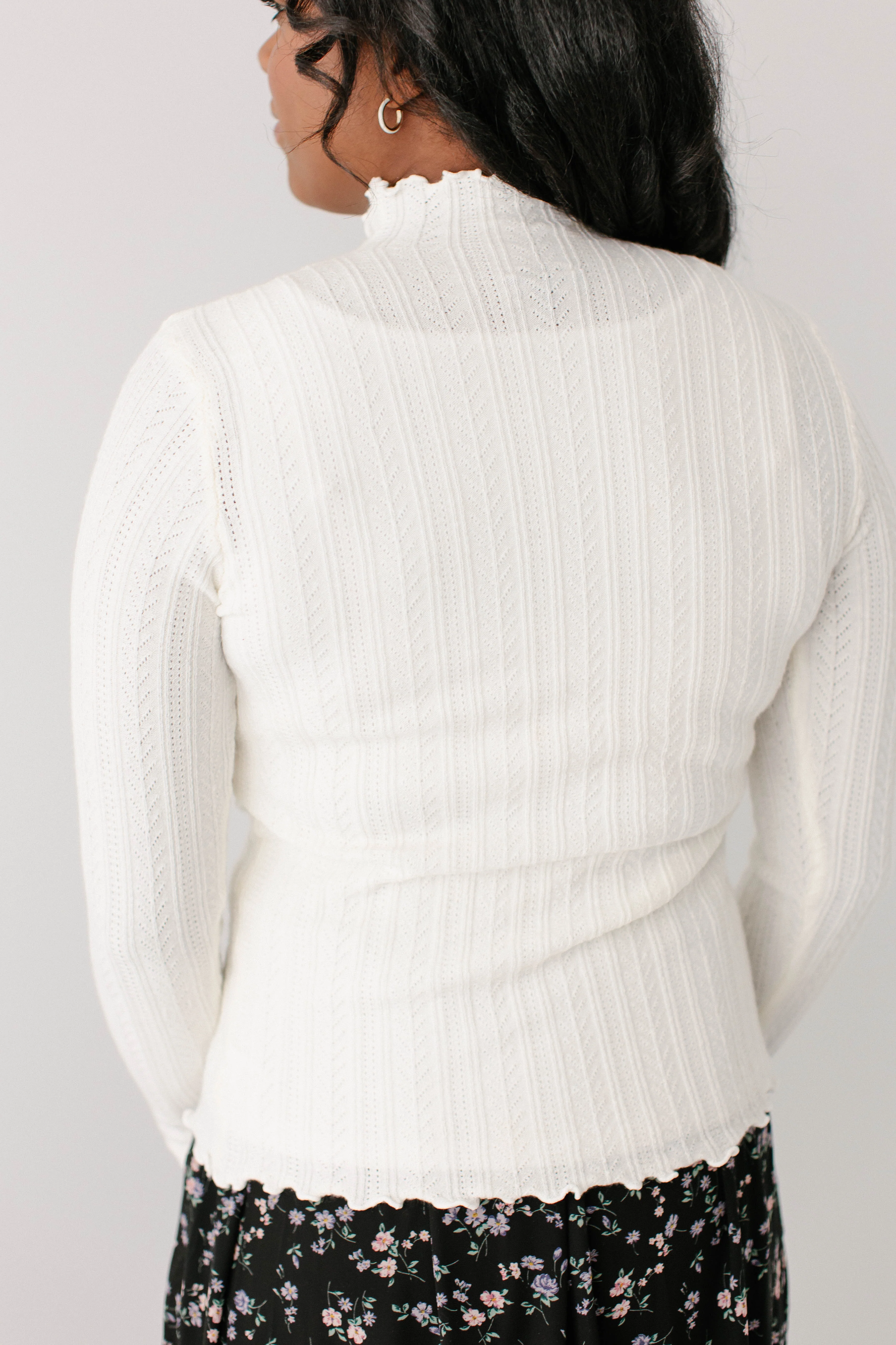'Lucille' Pointelle Knit Mock Neck Layering Top FINAL SALE - Image 7