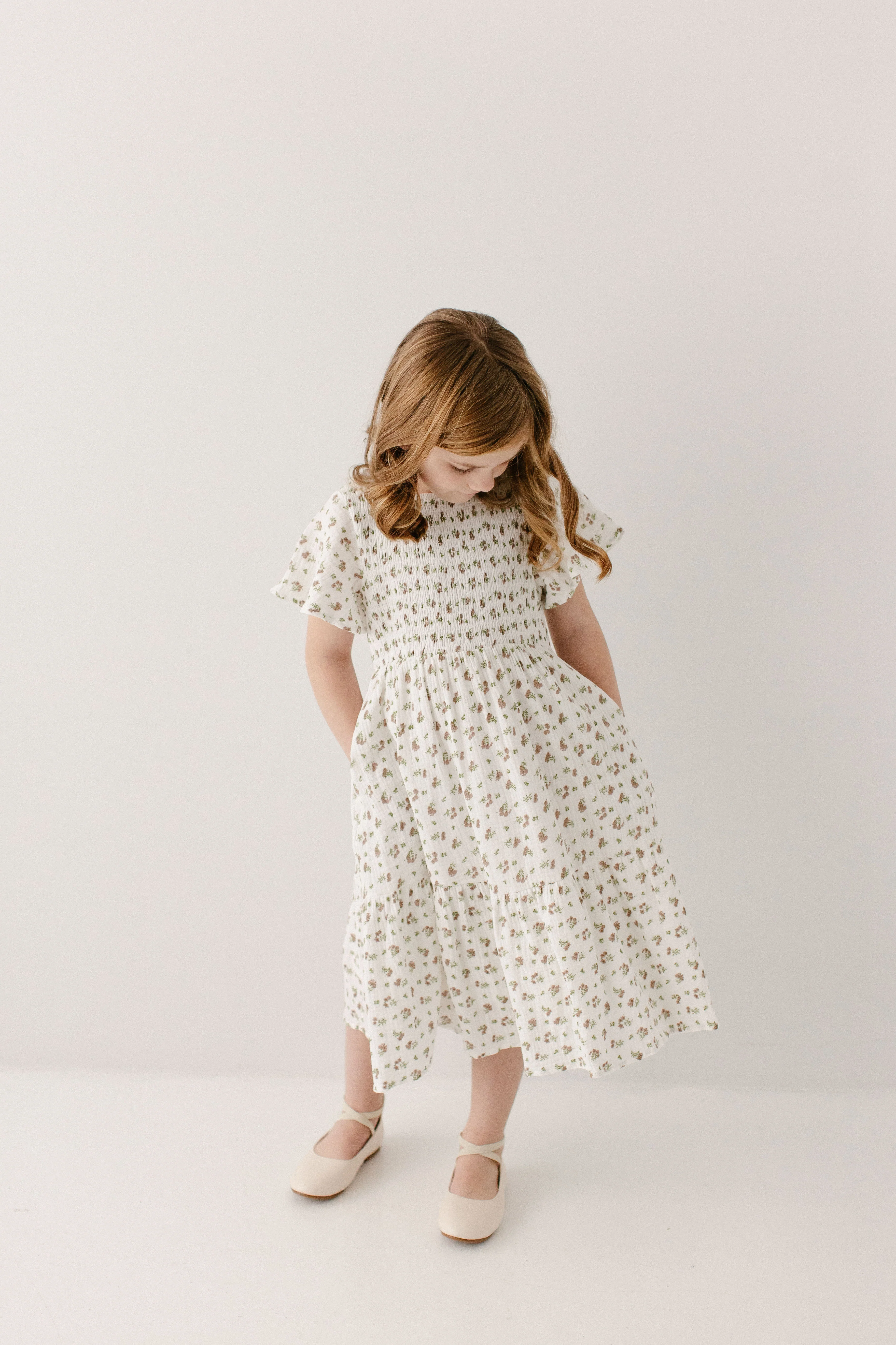 Lynette Girl Smocked Bodice Floral Dress
