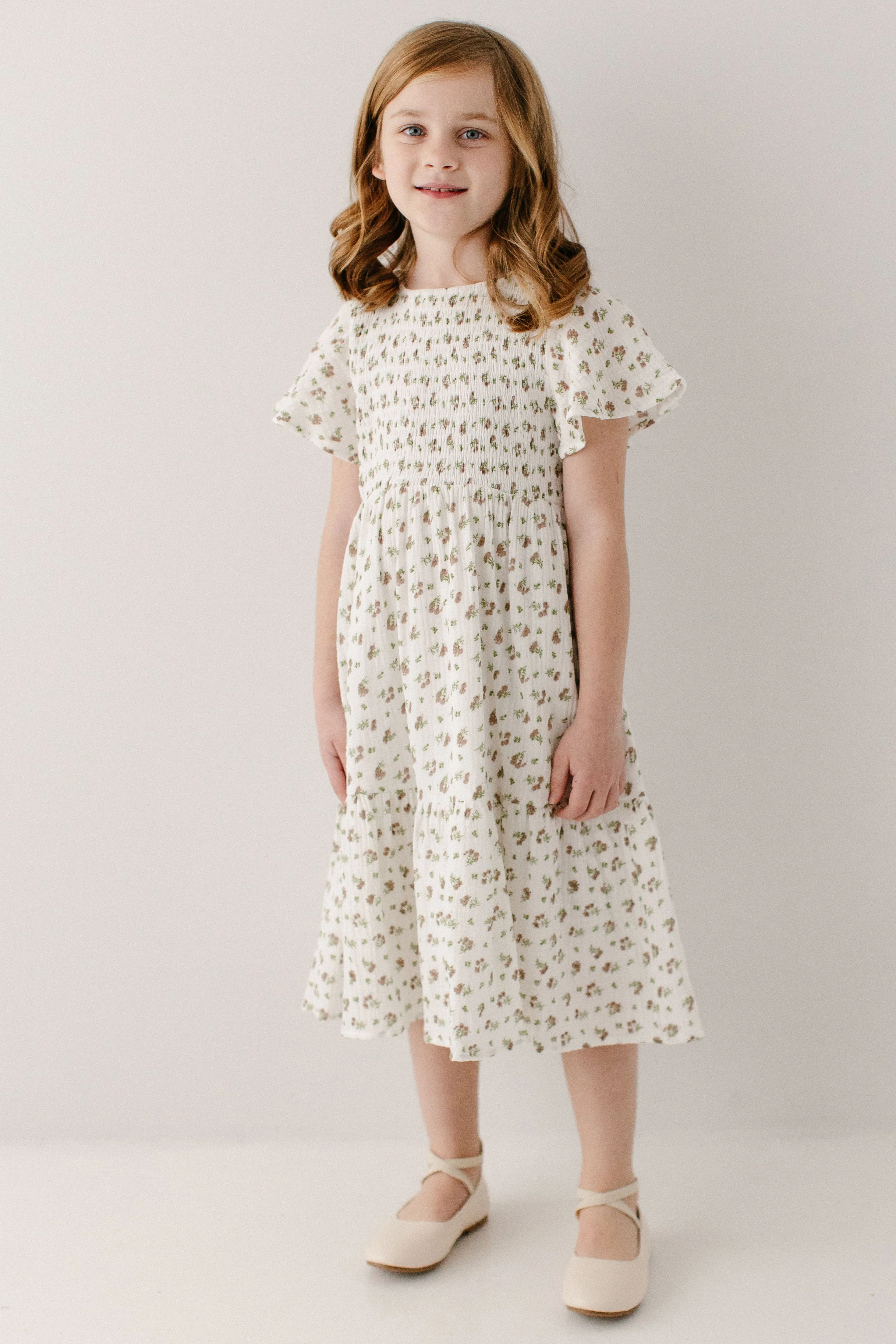 Lynette Girl Smocked Bodice Floral Dress - Image 2