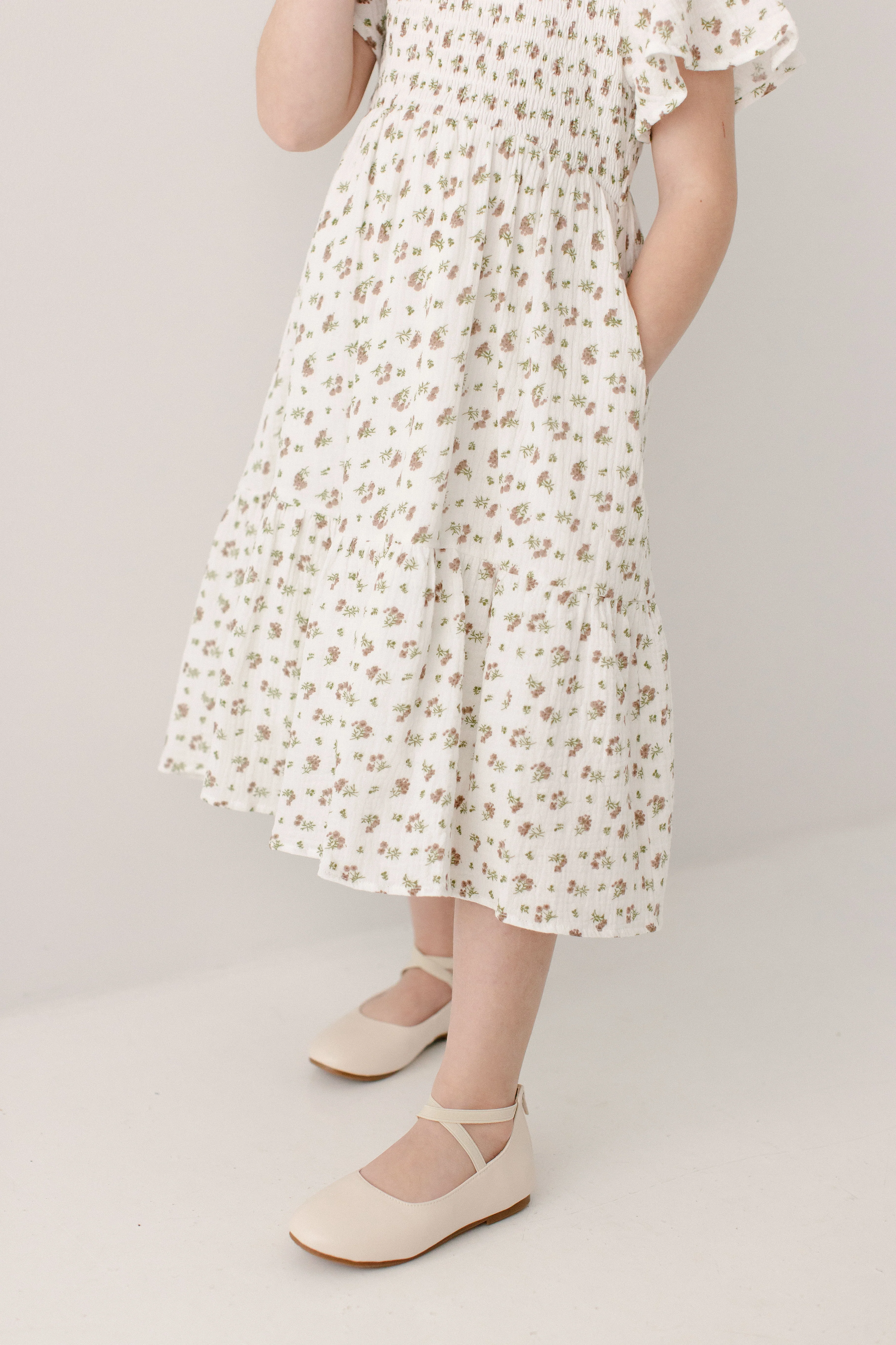 Lynette Girl Smocked Bodice Floral Dress - Image 4