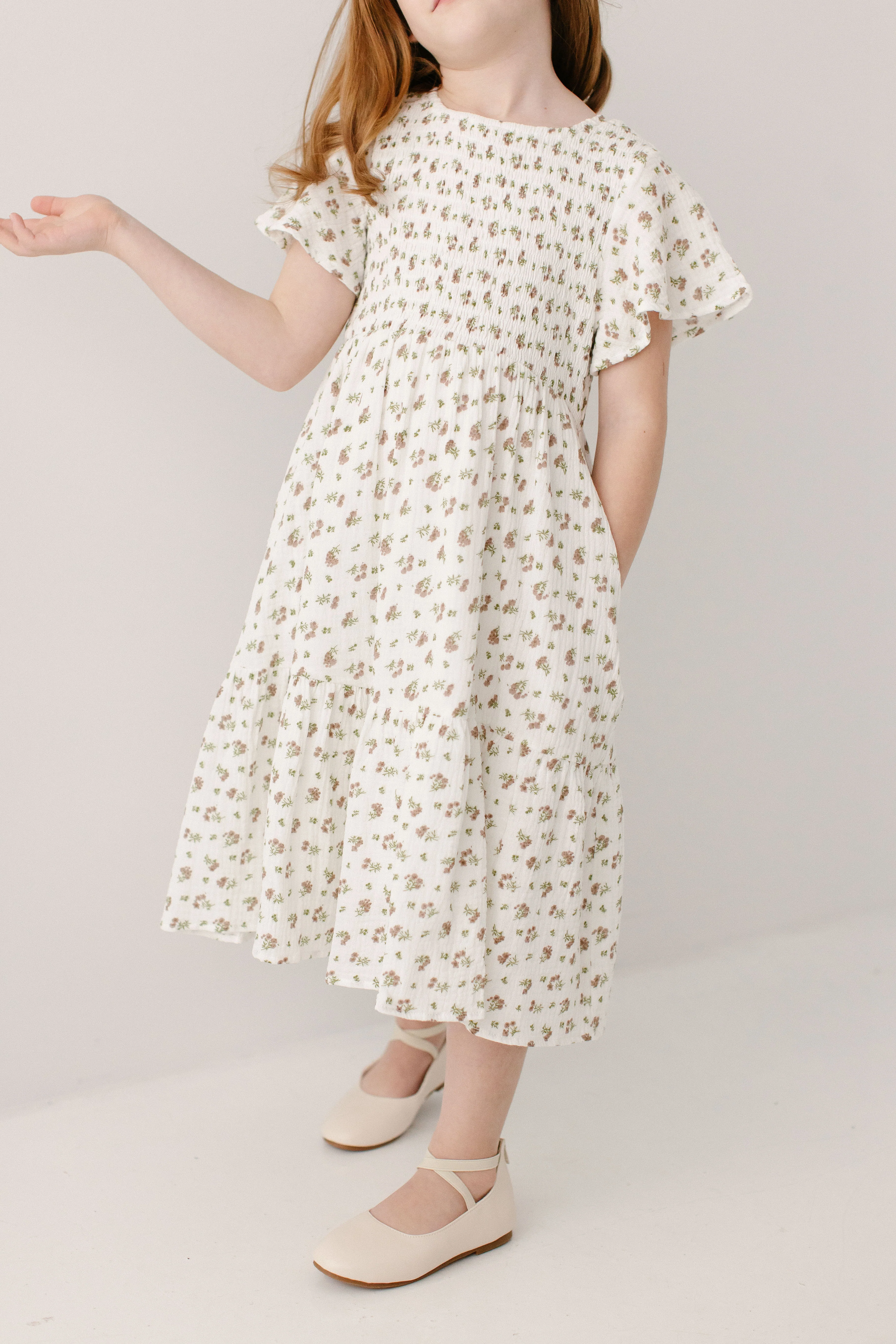 Lynette Girl Smocked Bodice Floral Dress - Image 5