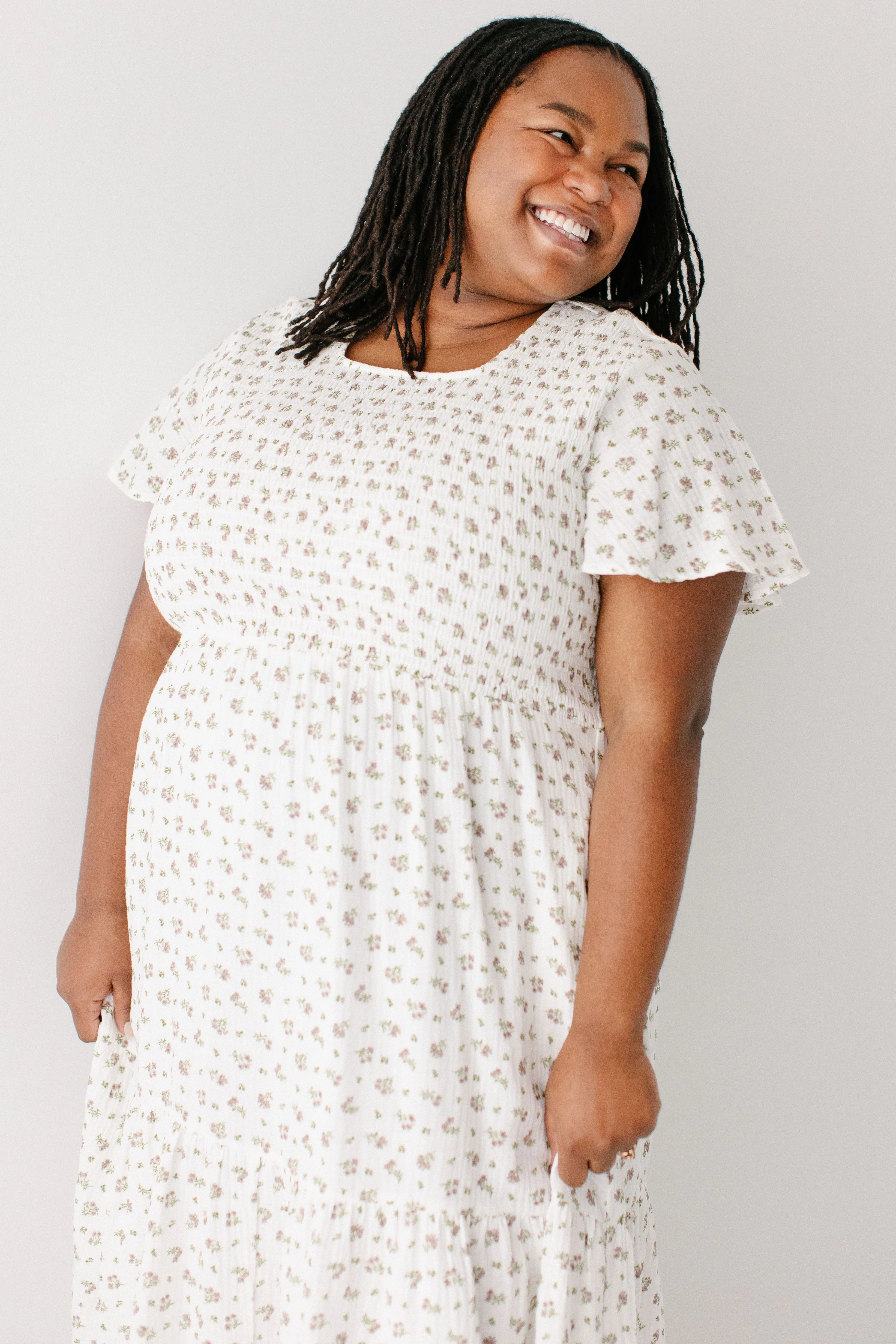 Lynette Smocked Bodice Floral Midi Dress - Image 8