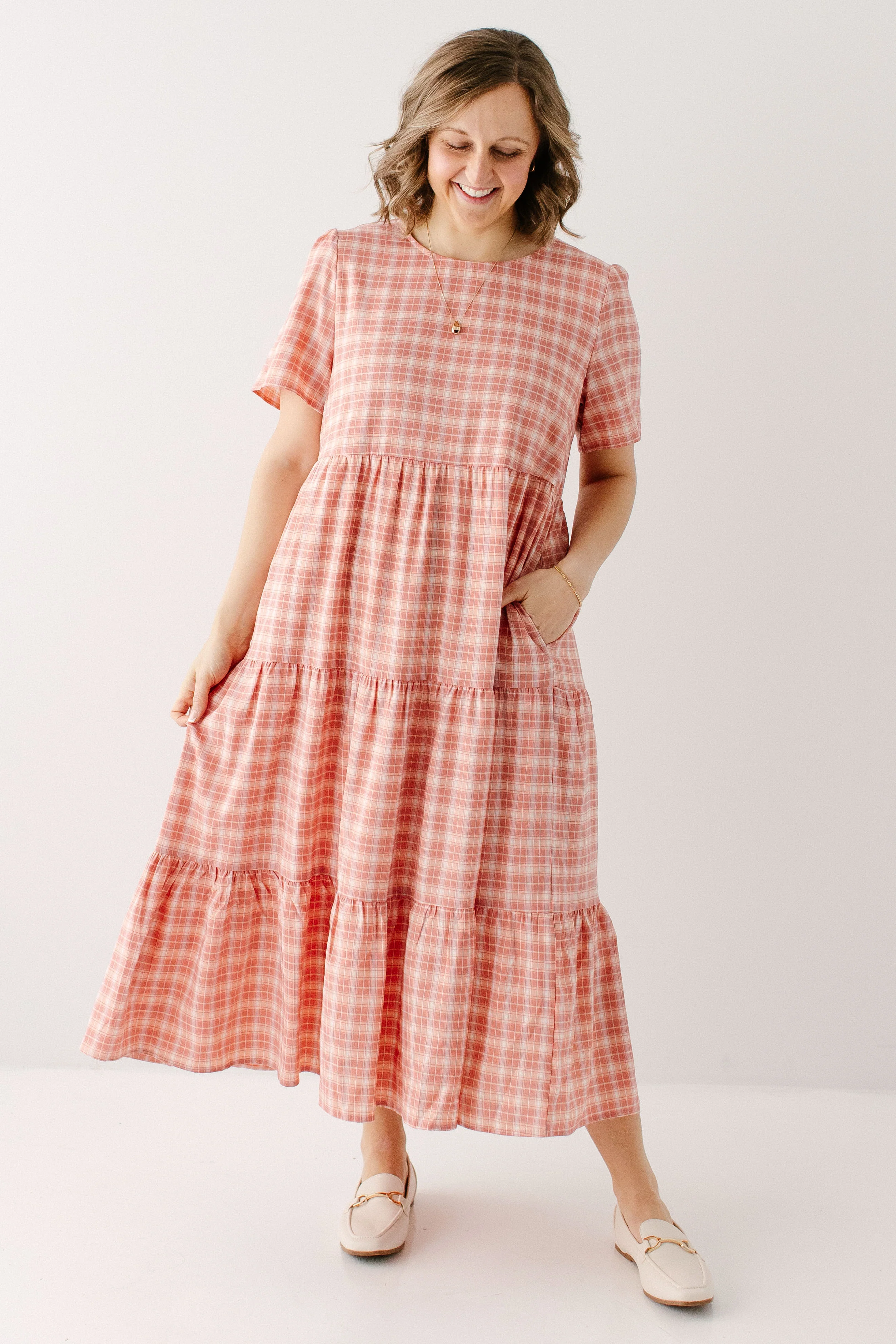 'Mabel' Plaid Print Midi Dress FINAL SALE