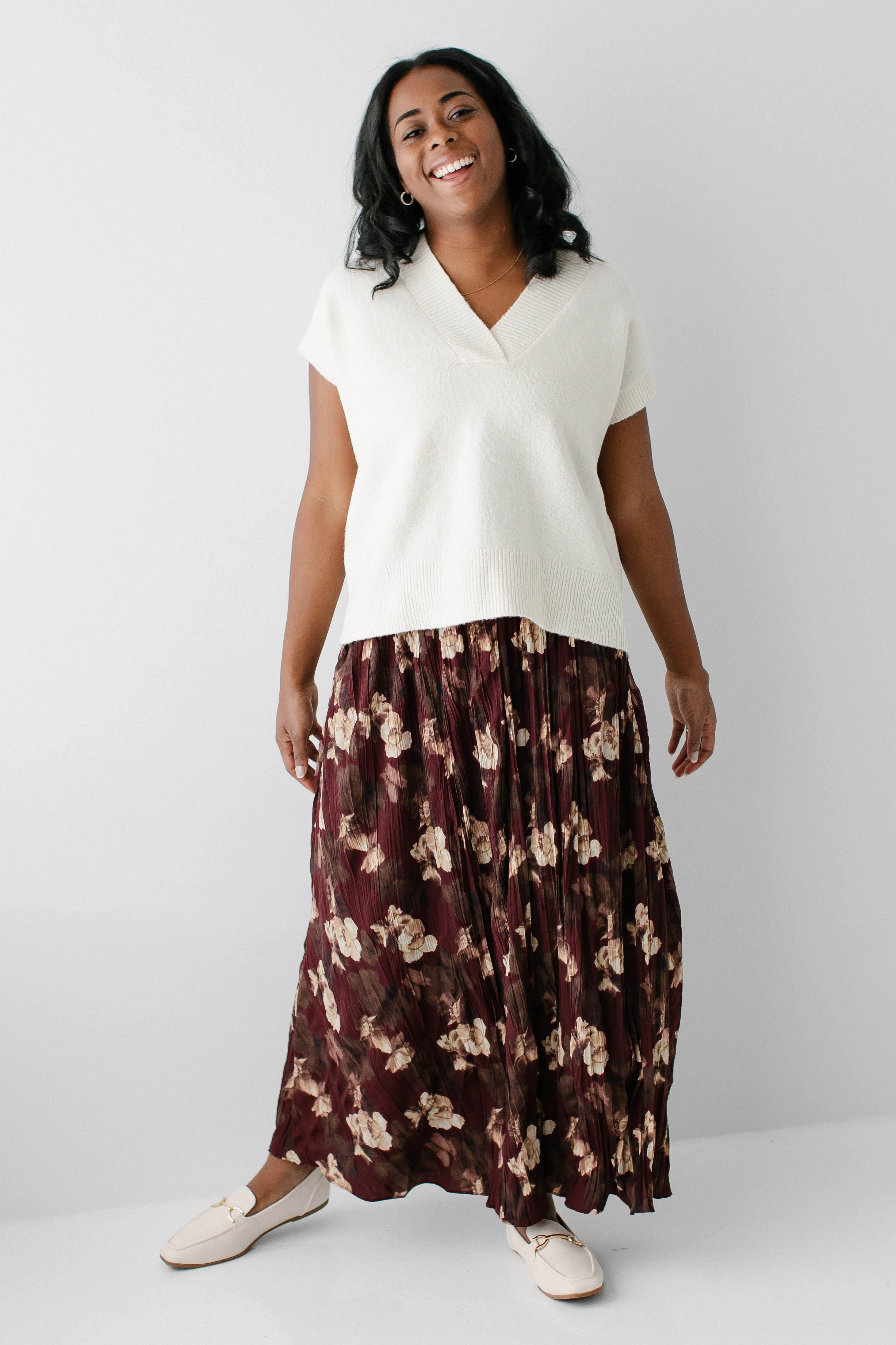 'Magnolia' Floral Pleated Midi Skirt FINAL SALE - Image 3