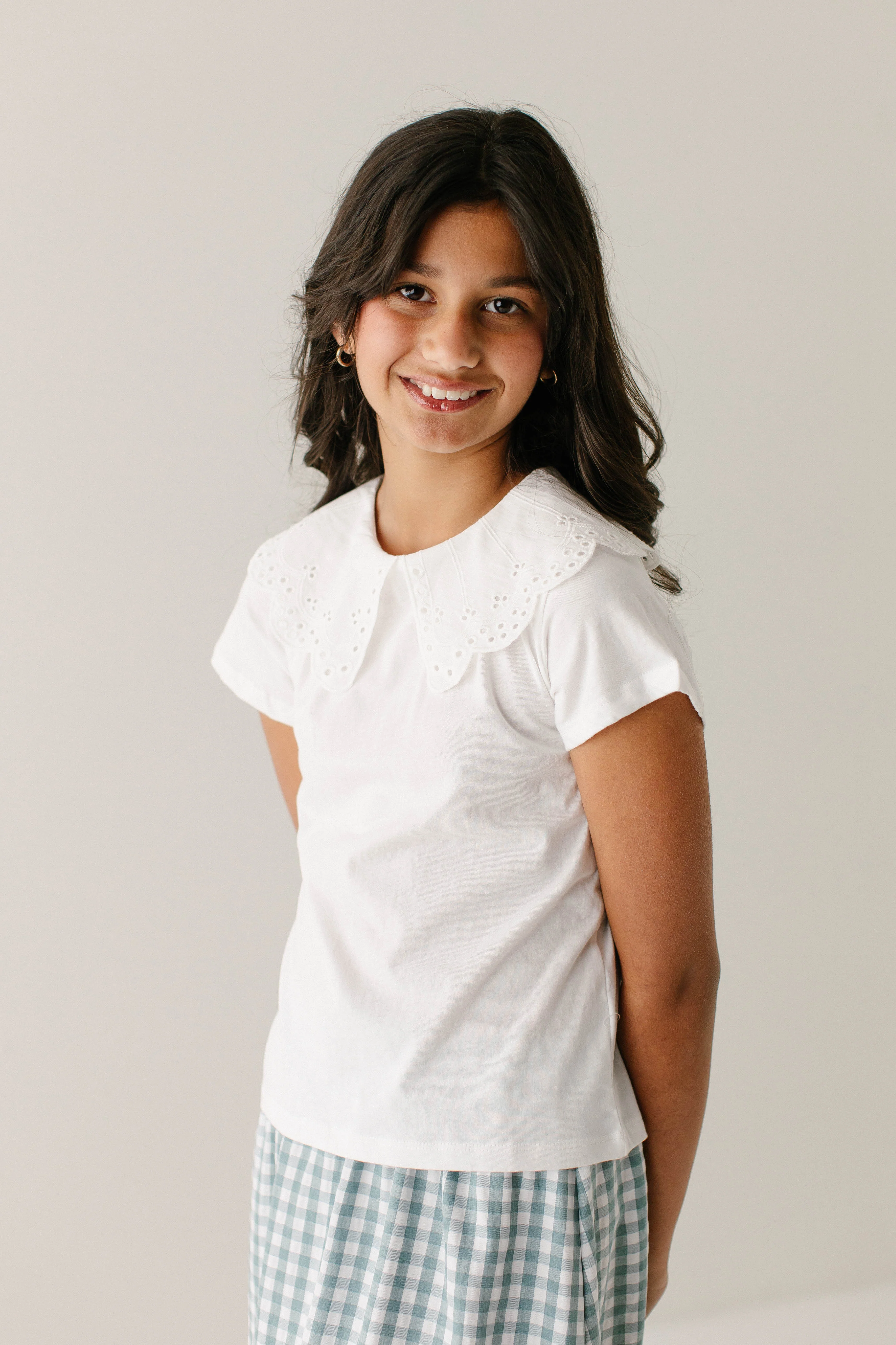 'Mallory' Girl Eyelet Collared Top FINAL SALE - Image 3