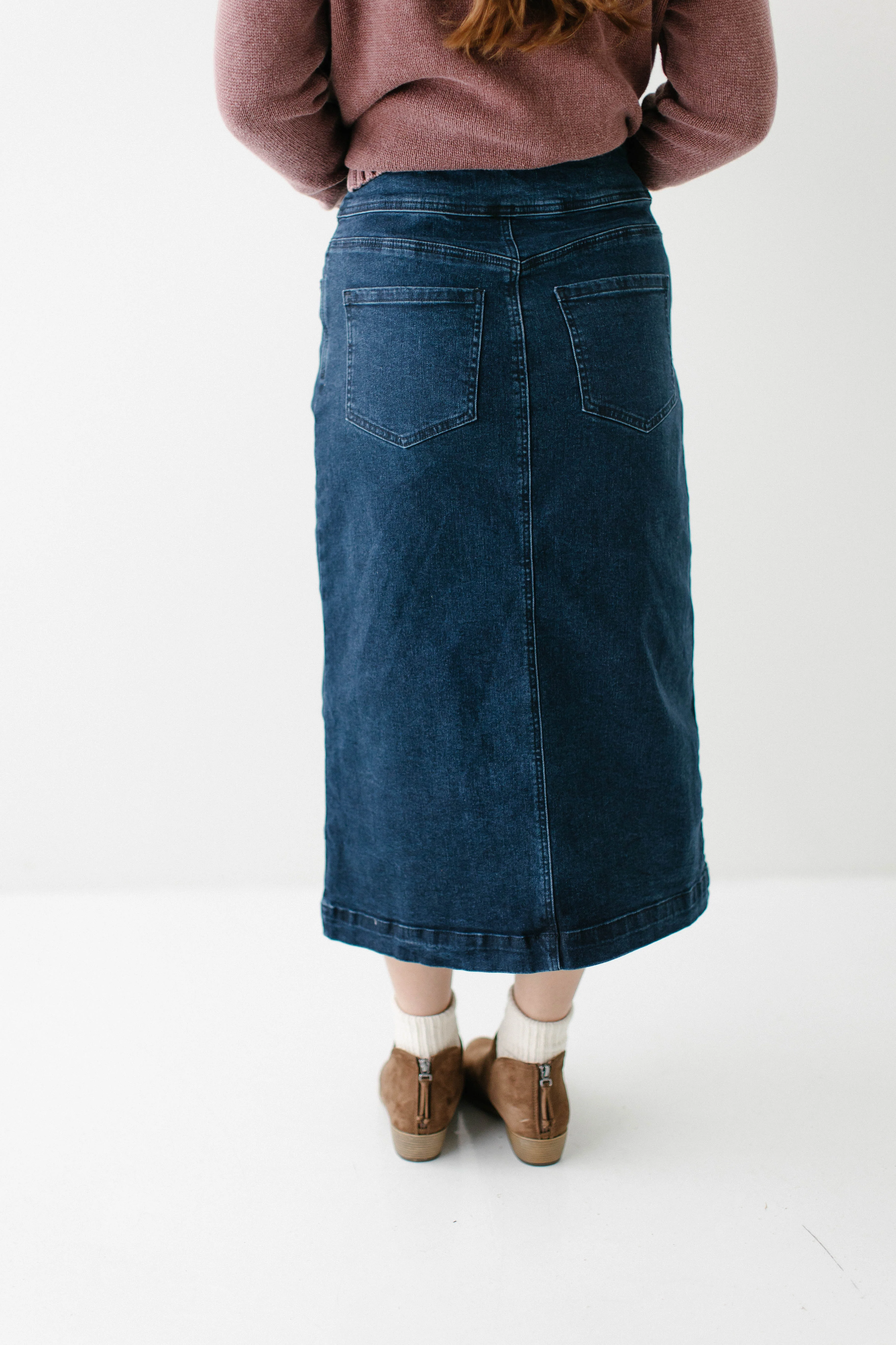 Margaret Stretch Denim Midi Skirt - Image 6