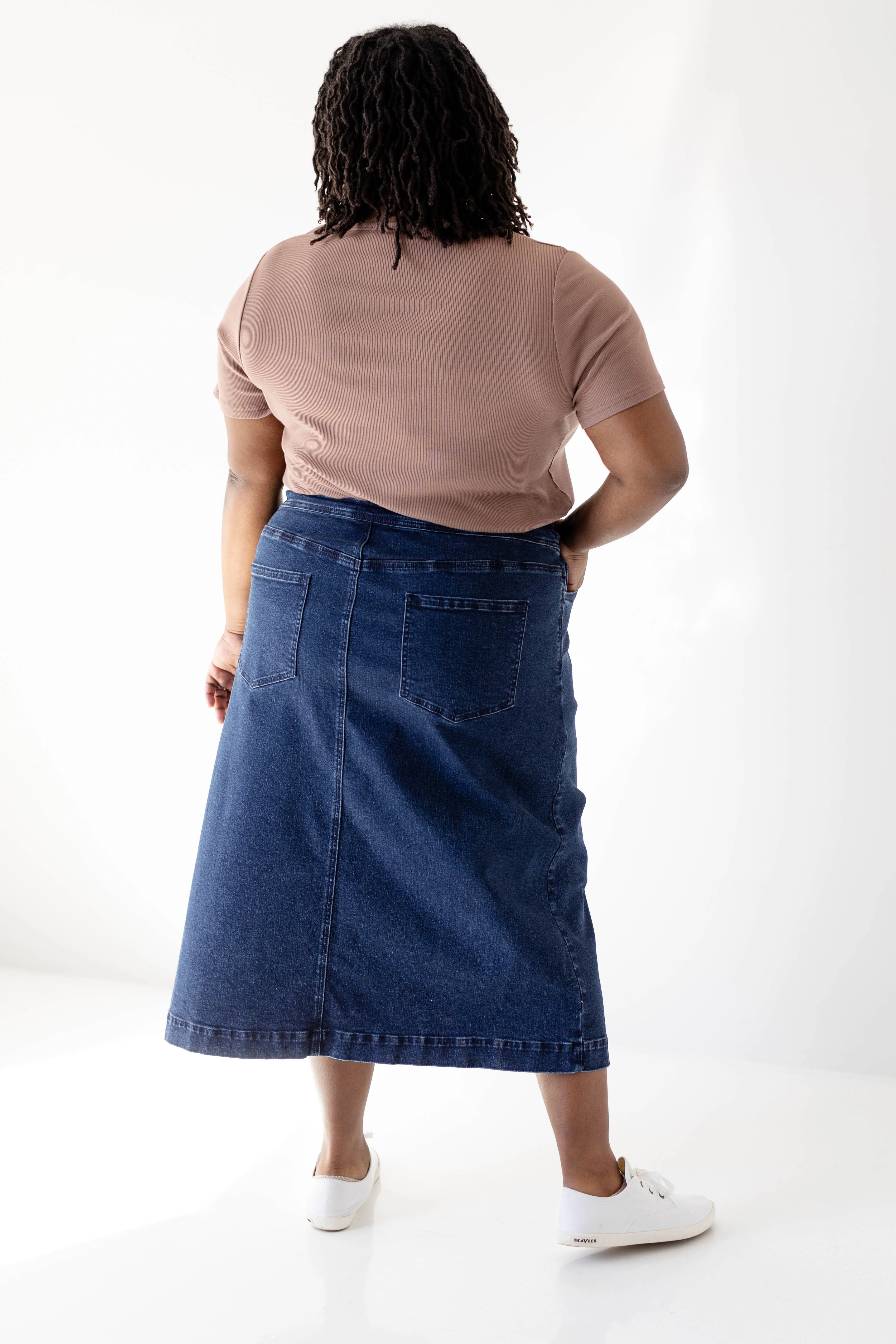 Margaret Stretch Denim Midi Skirt - Image 8