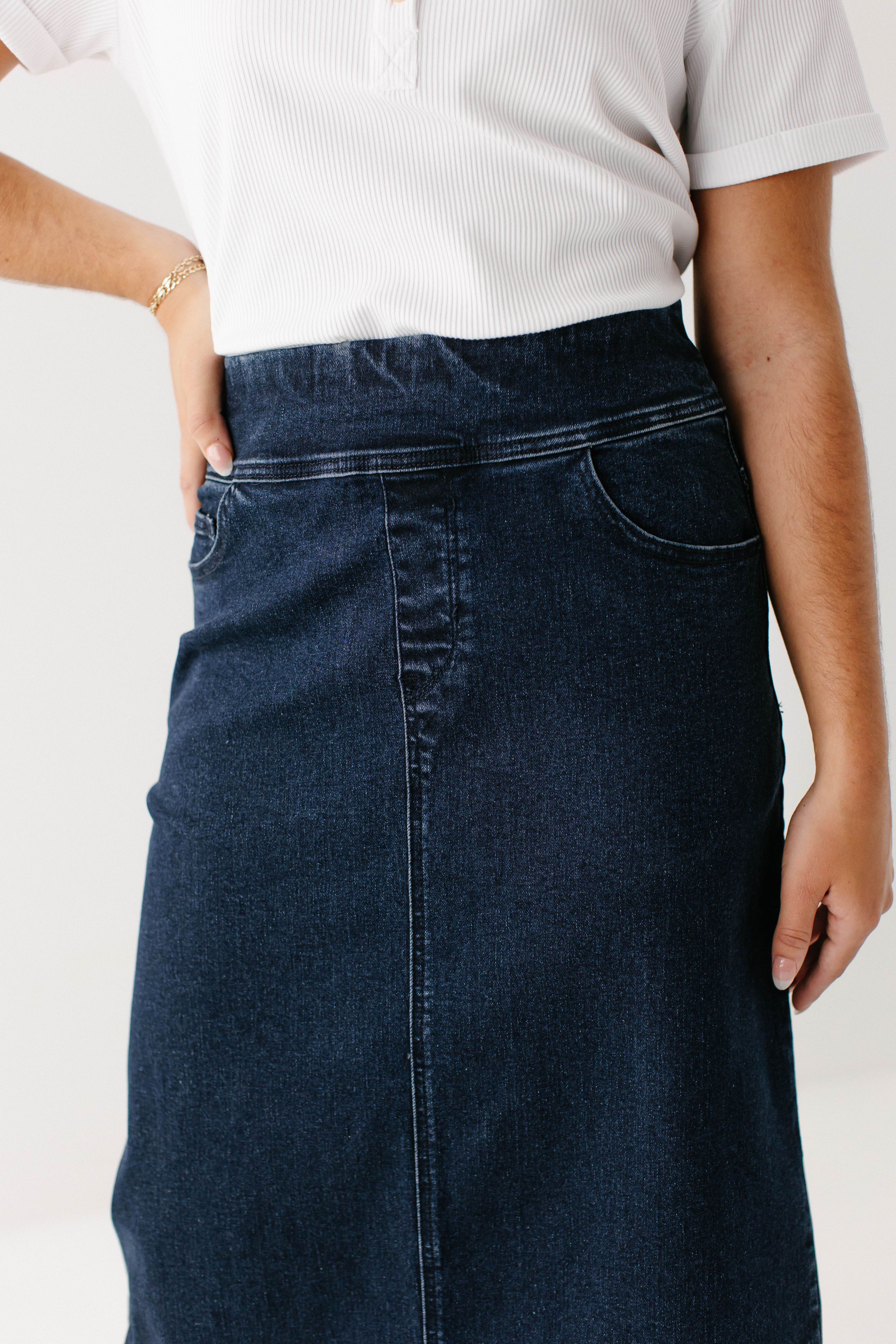 Margaret Stretch Denim Midi Skirt - Image 9