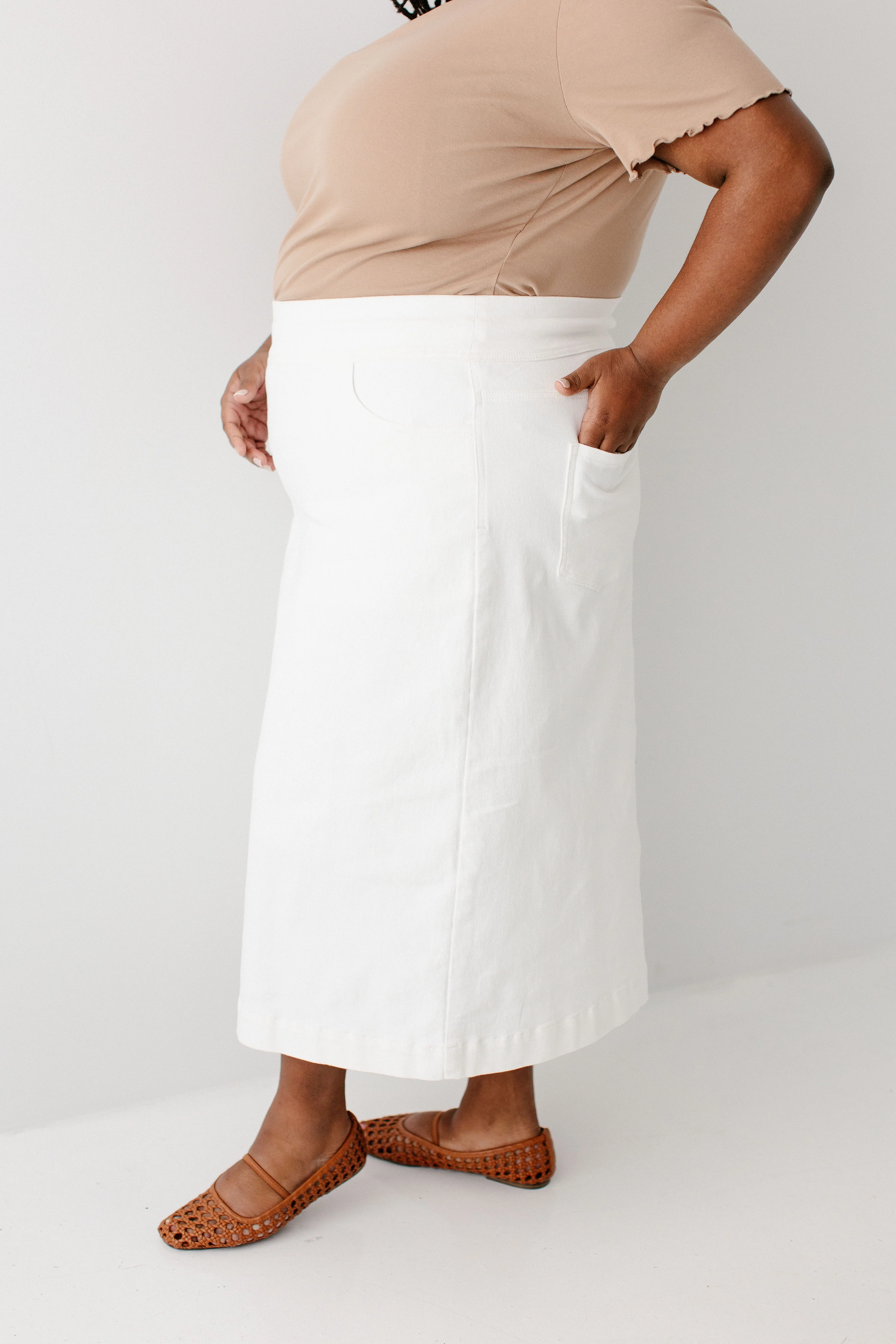 Margaret Stretch Denim Midi Skirt - Image 11