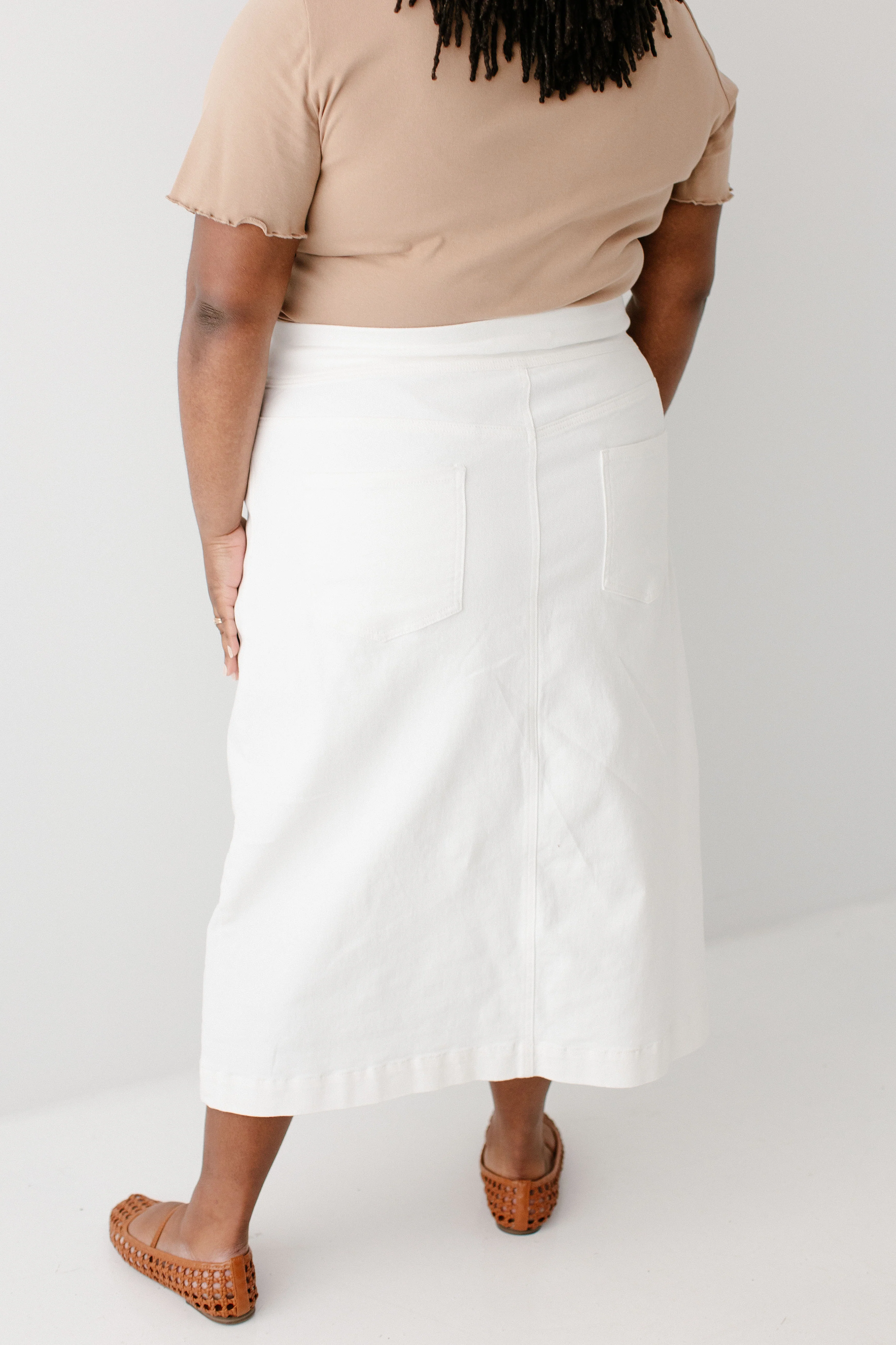 Margaret Stretch Denim Midi Skirt - Image 12