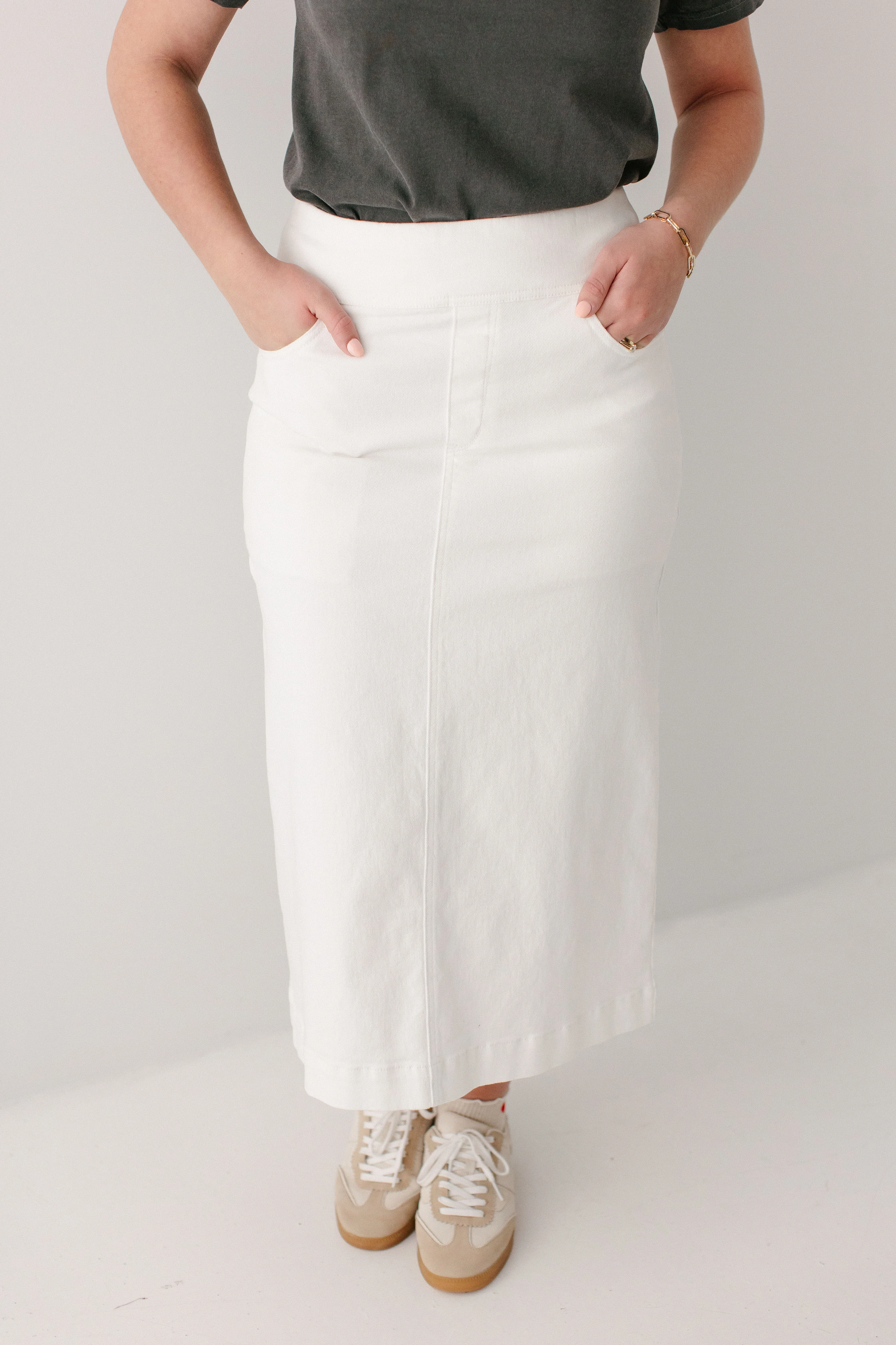 Margaret Stretch Denim Midi Skirt - Image 3