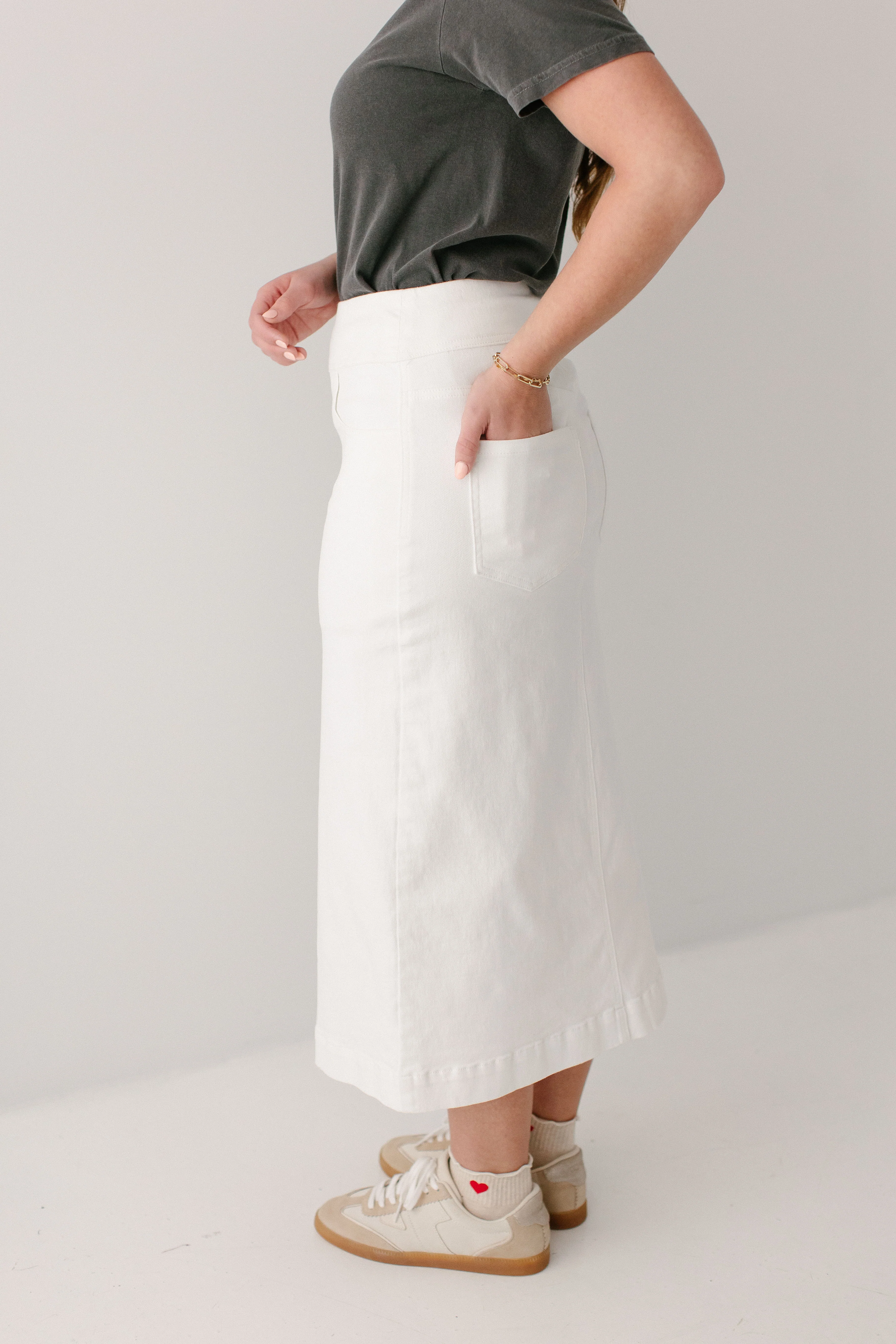 Margaret Stretch Denim Midi Skirt - Image 4