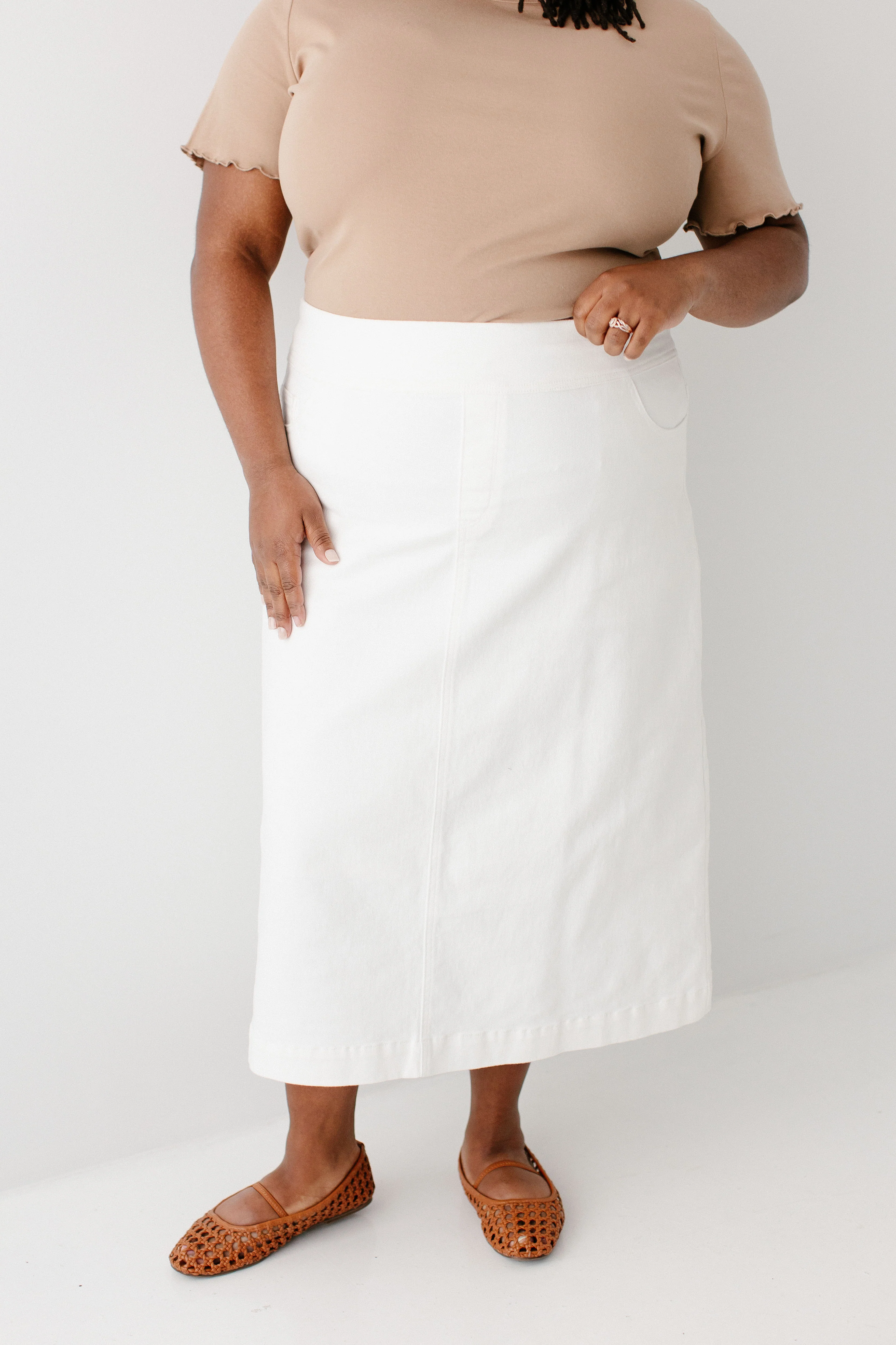 Margaret Stretch Denim Midi Skirt - Image 8