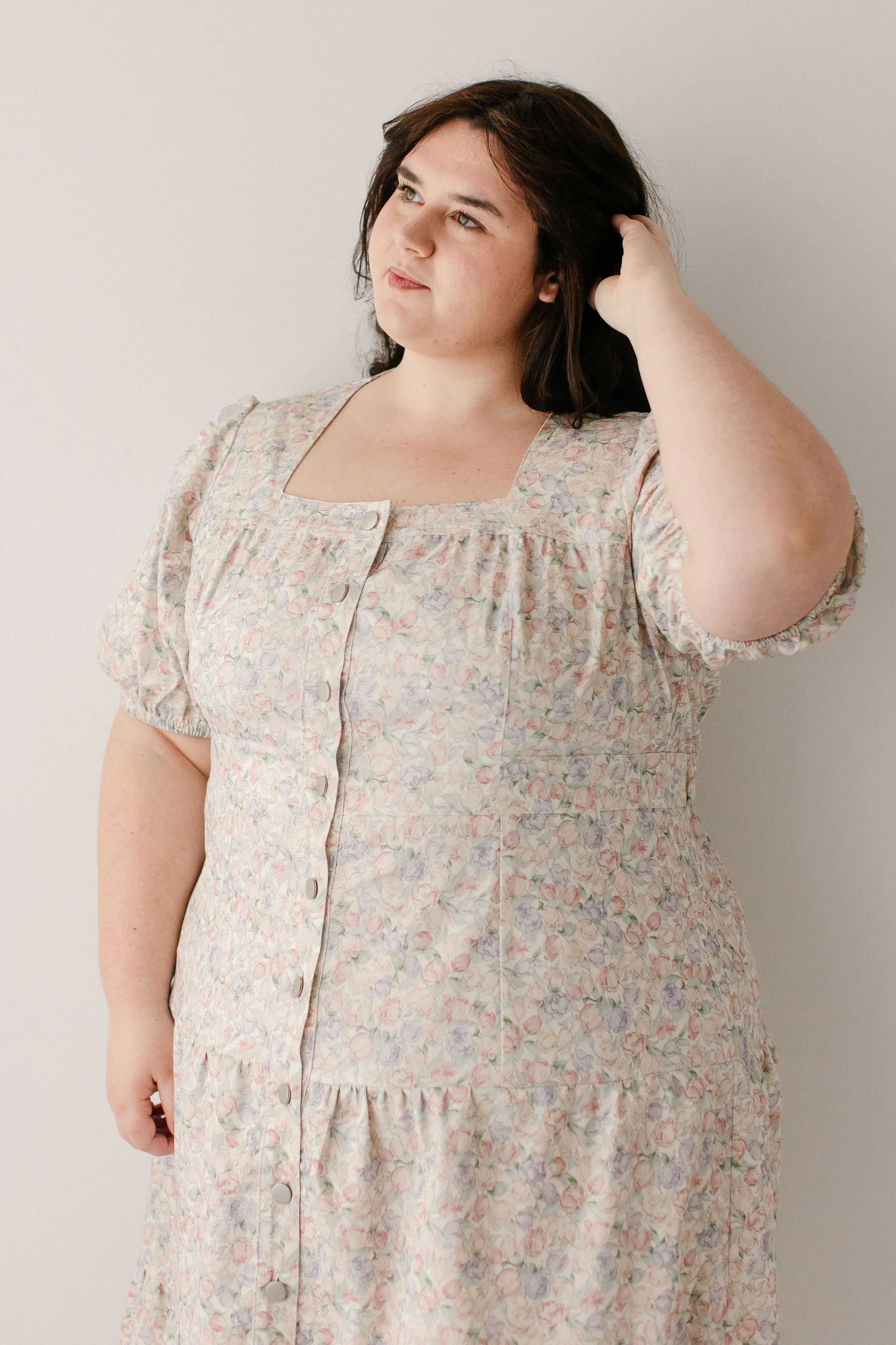 Marguerite Tulip Floral Button Down Midi Dress - Image 11