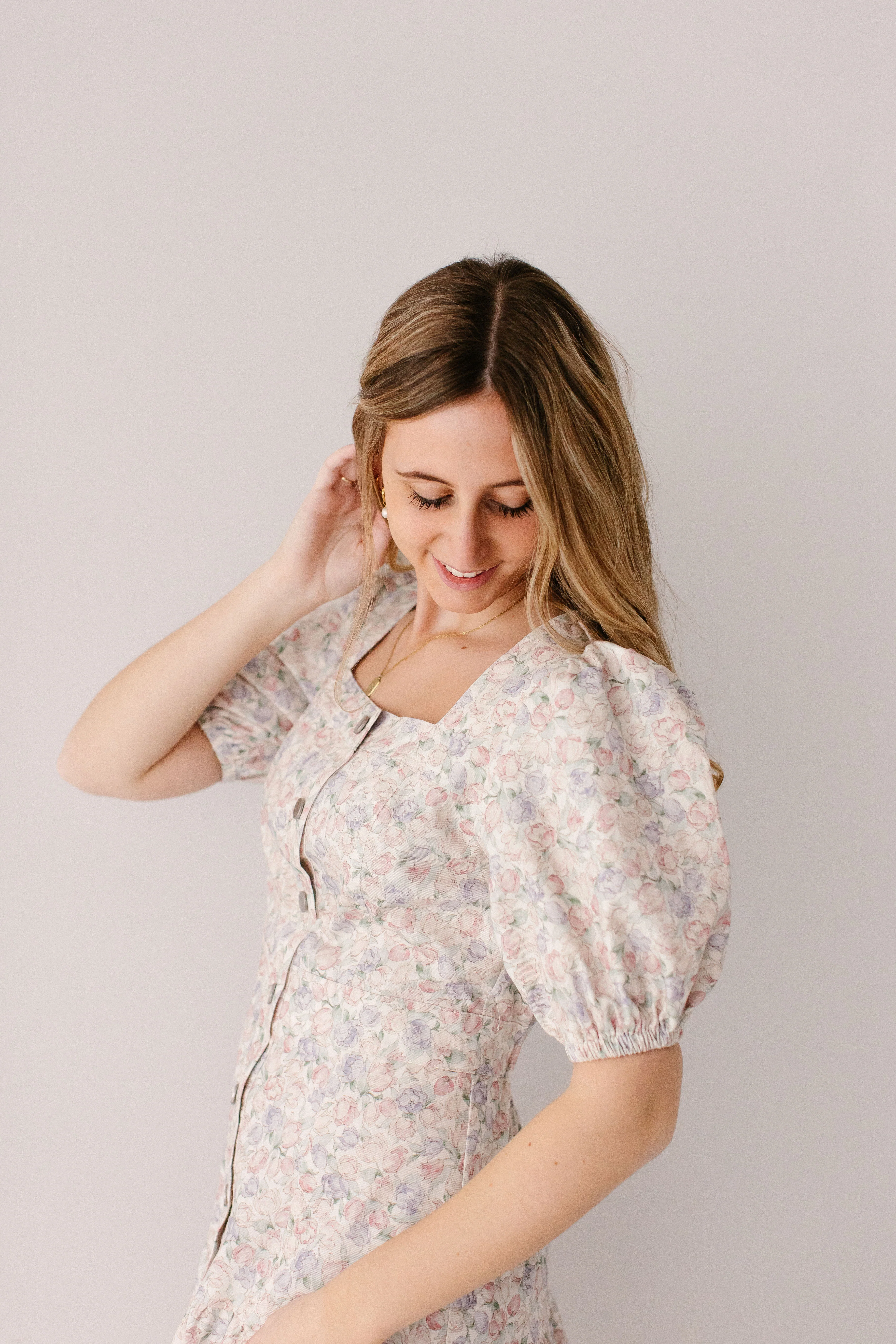 Marguerite Tulip Floral Button Down Midi Dress - Image 3