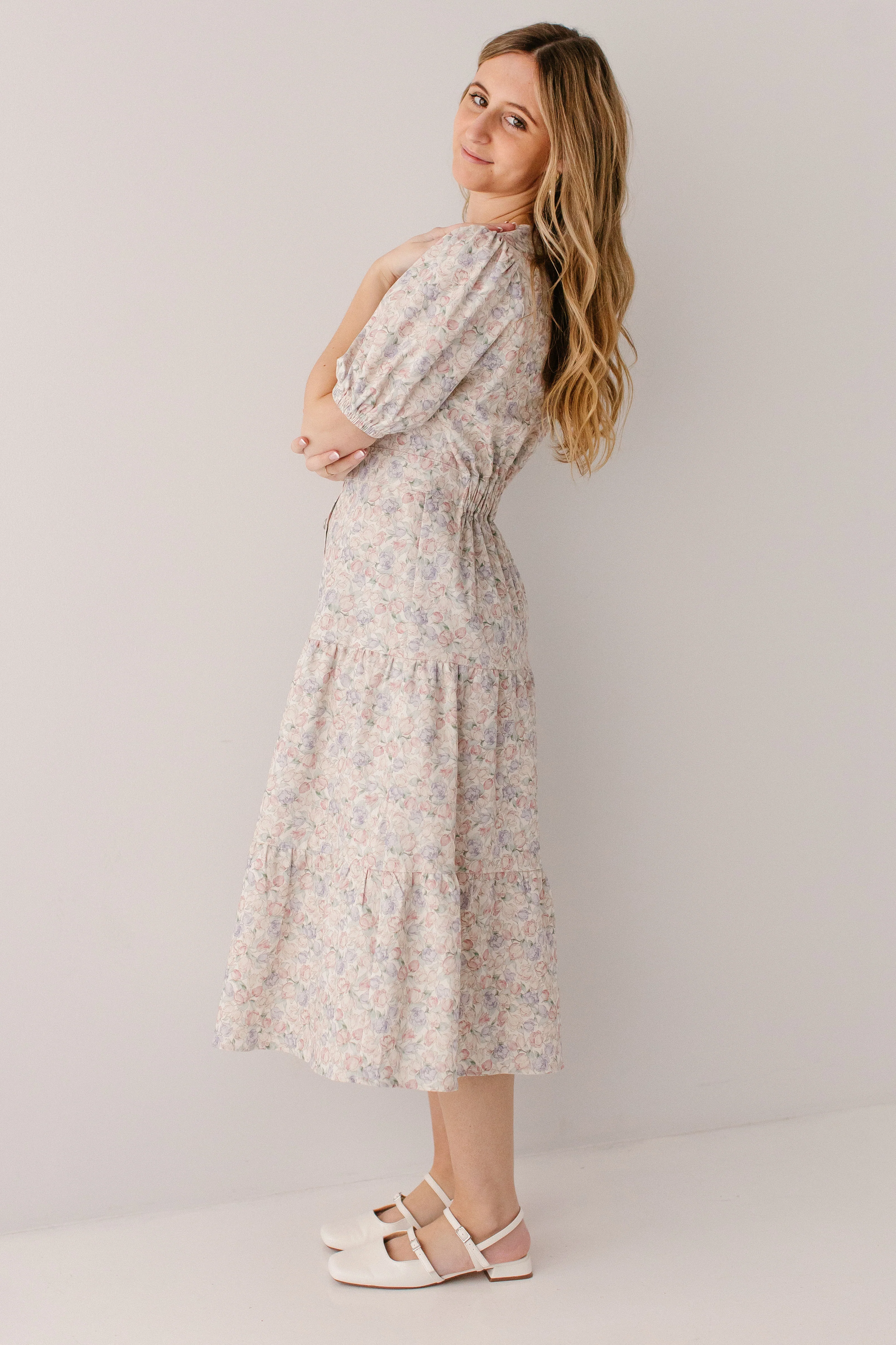 Marguerite Tulip Floral Button Down Midi Dress - Image 4