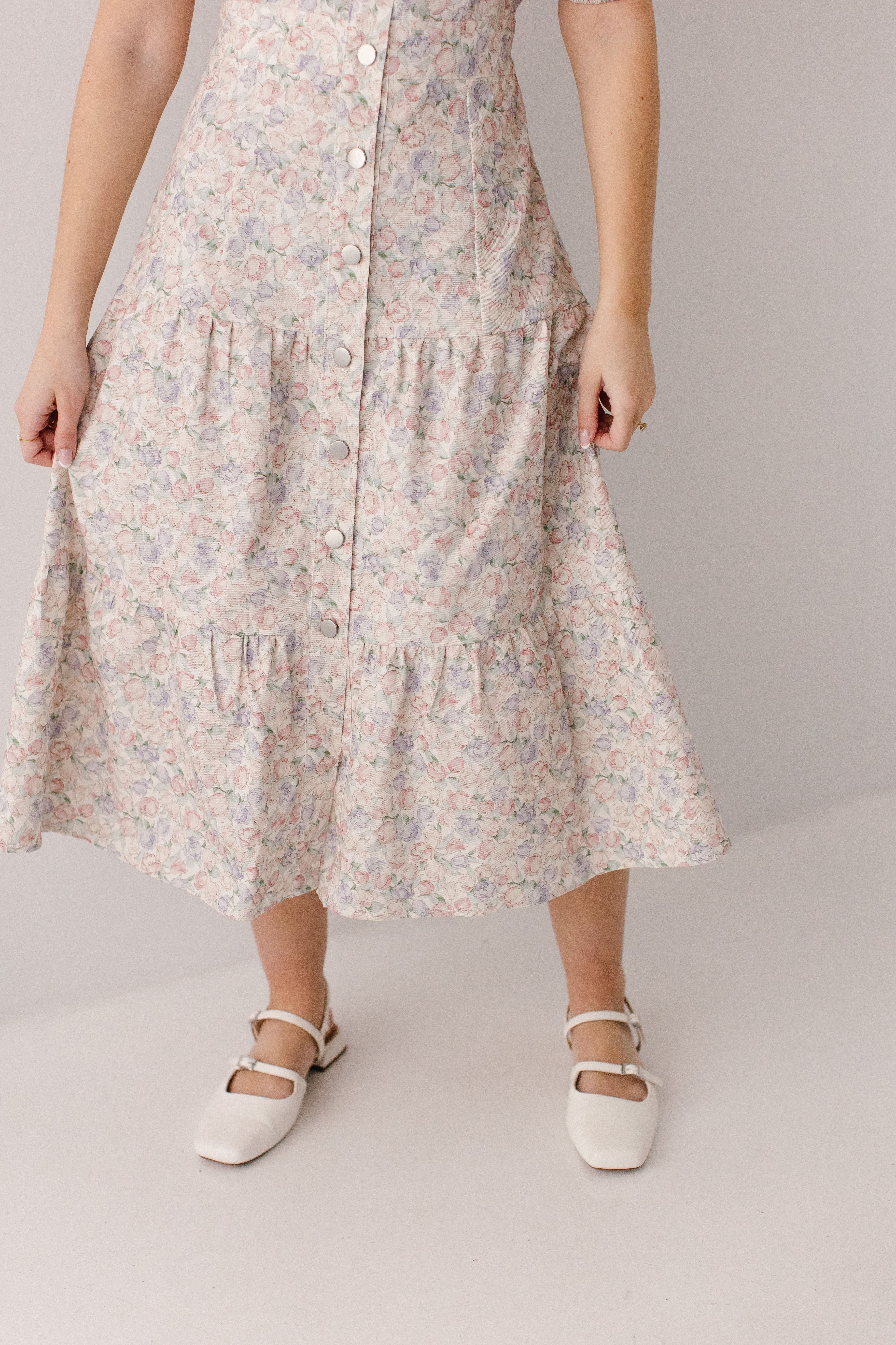 Marguerite Tulip Floral Button Down Midi Dress - Image 5