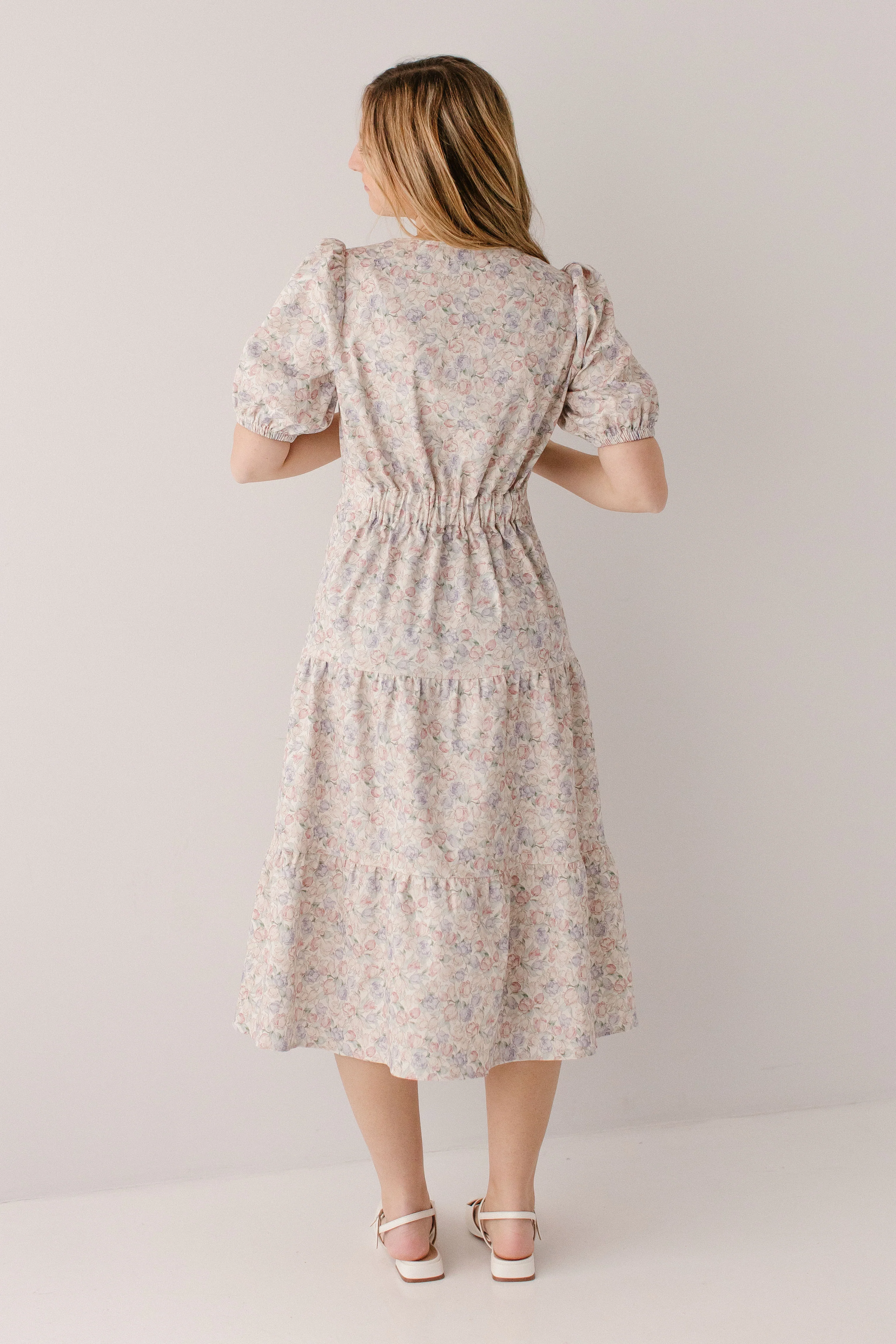 Marguerite Tulip Floral Button Down Midi Dress - Image 9