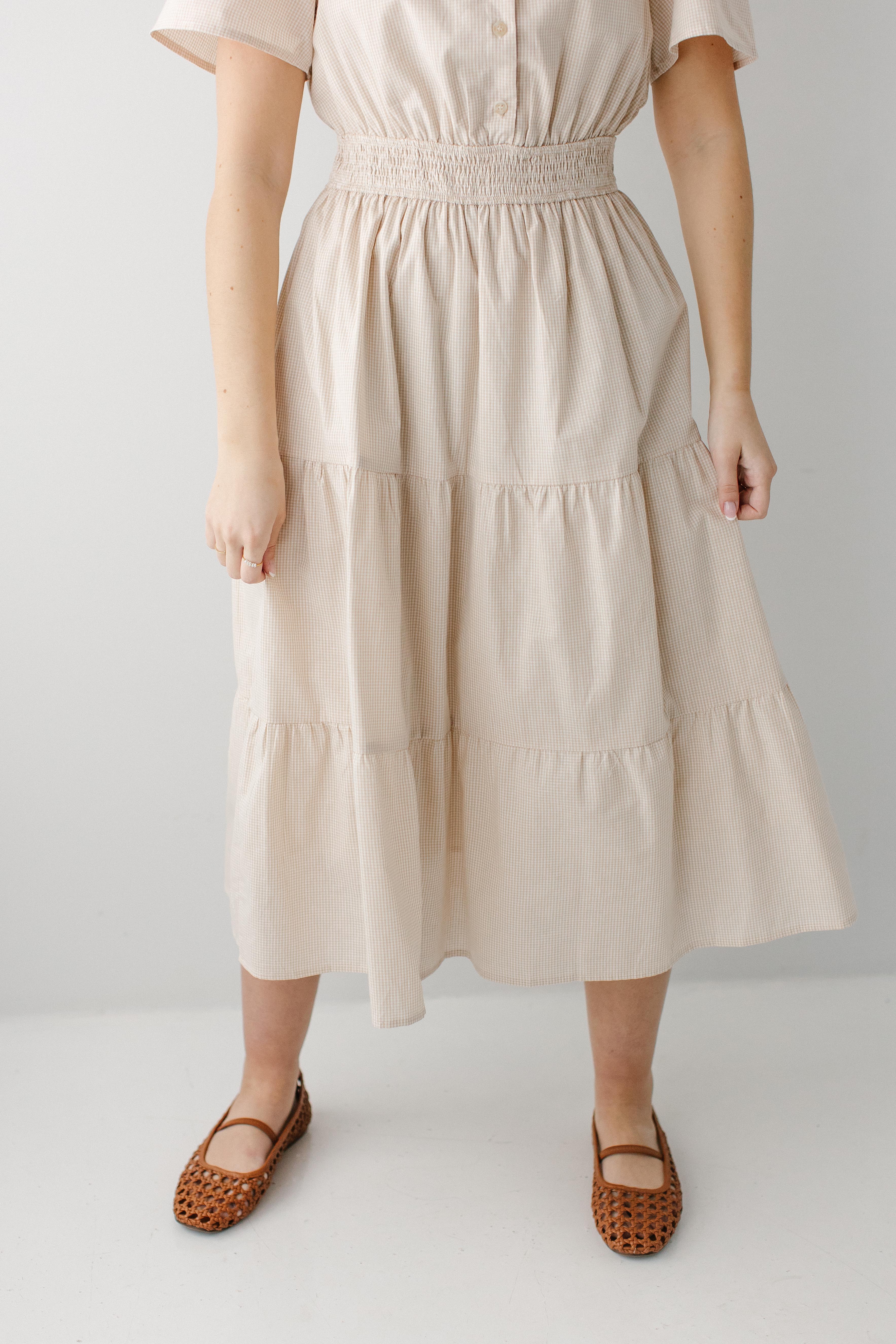 Marina Tiered Gingham Midi Dress - Image 3
