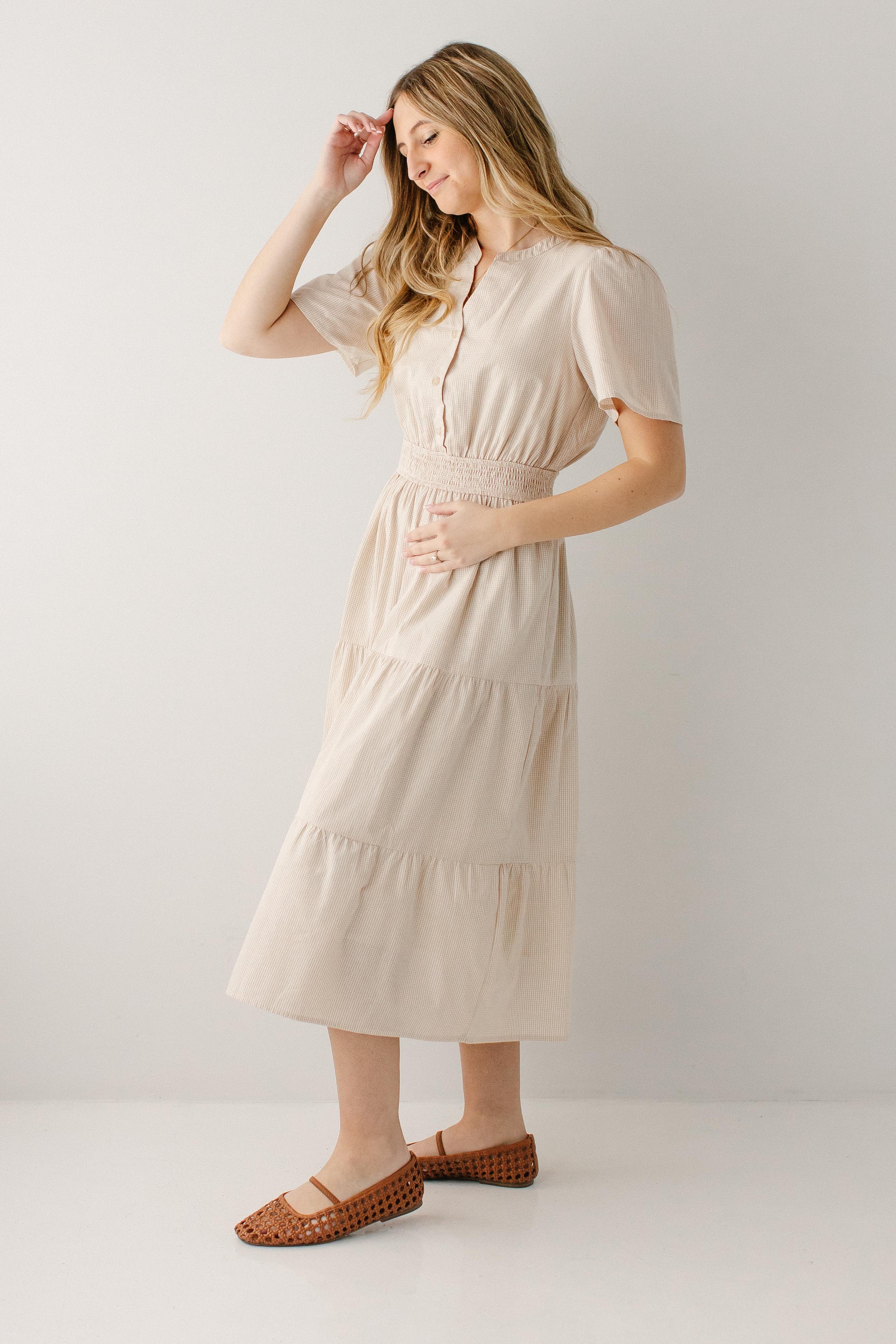 Marina Tiered Gingham Midi Dress - Image 4
