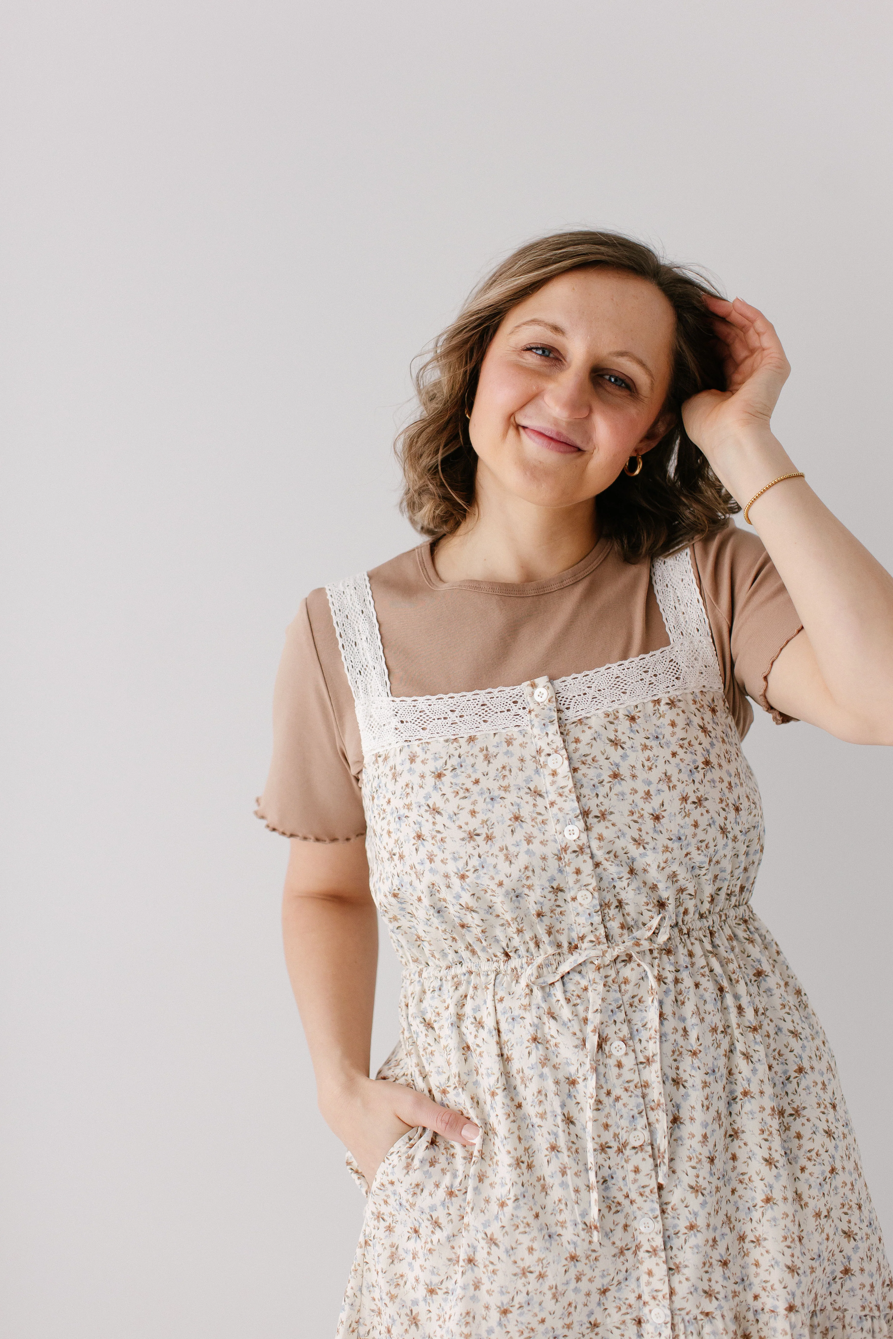 'Maris' Mocha Floral Pinafore Maxi Dress FINAL SALE - Image 2