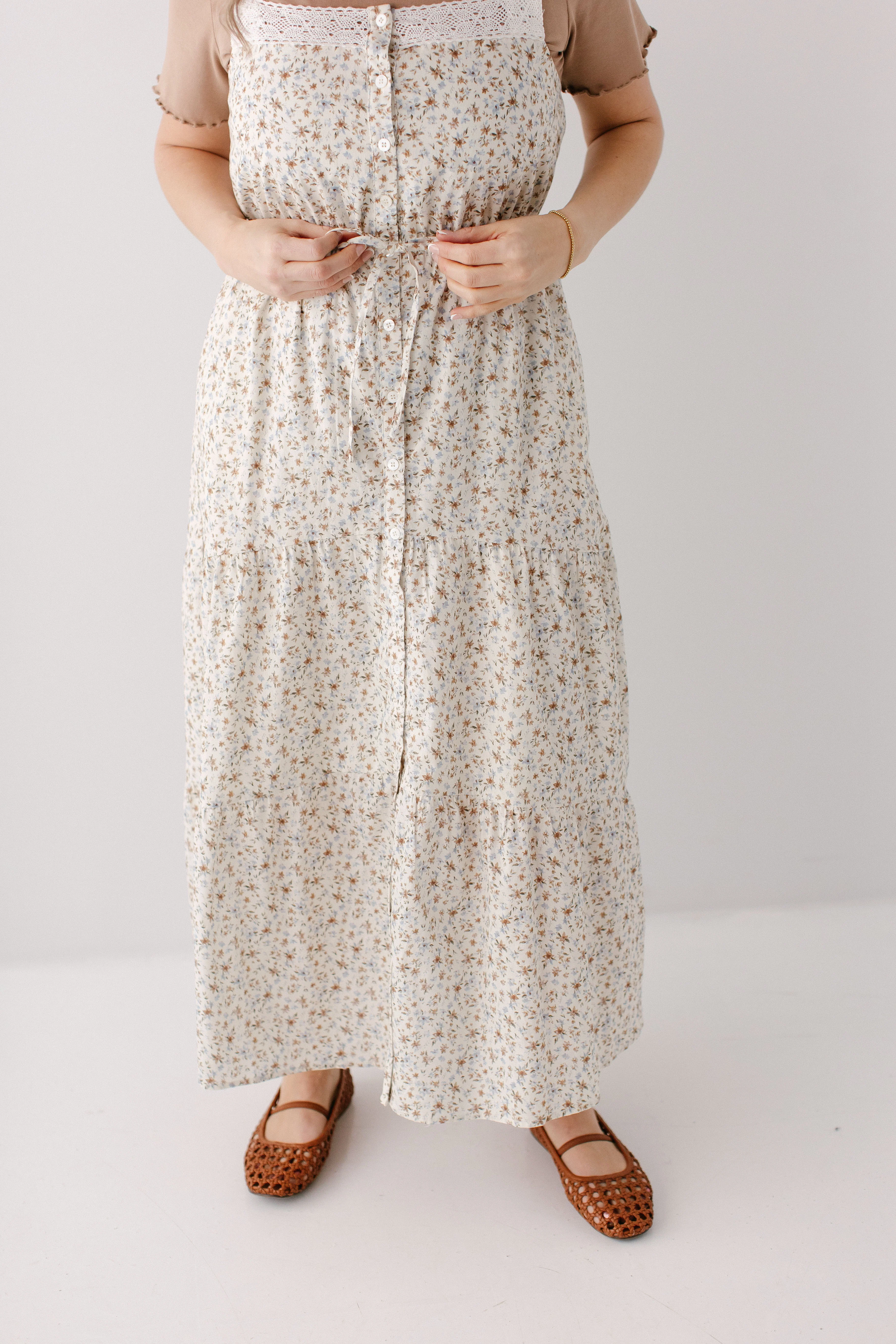 'Maris' Mocha Floral Pinafore Maxi Dress FINAL SALE - Image 4