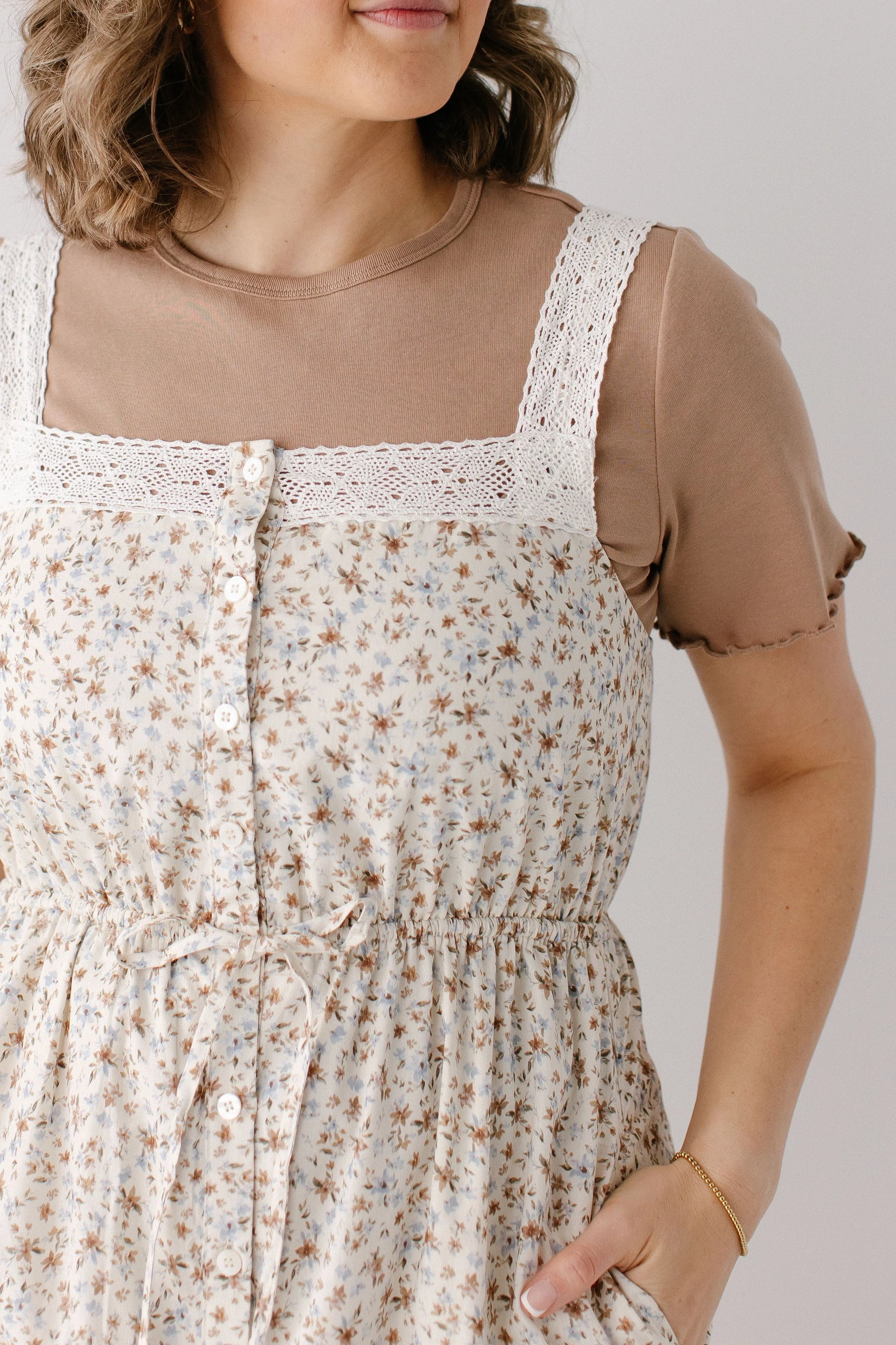 'Maris' Mocha Floral Pinafore Maxi Dress FINAL SALE - Image 5