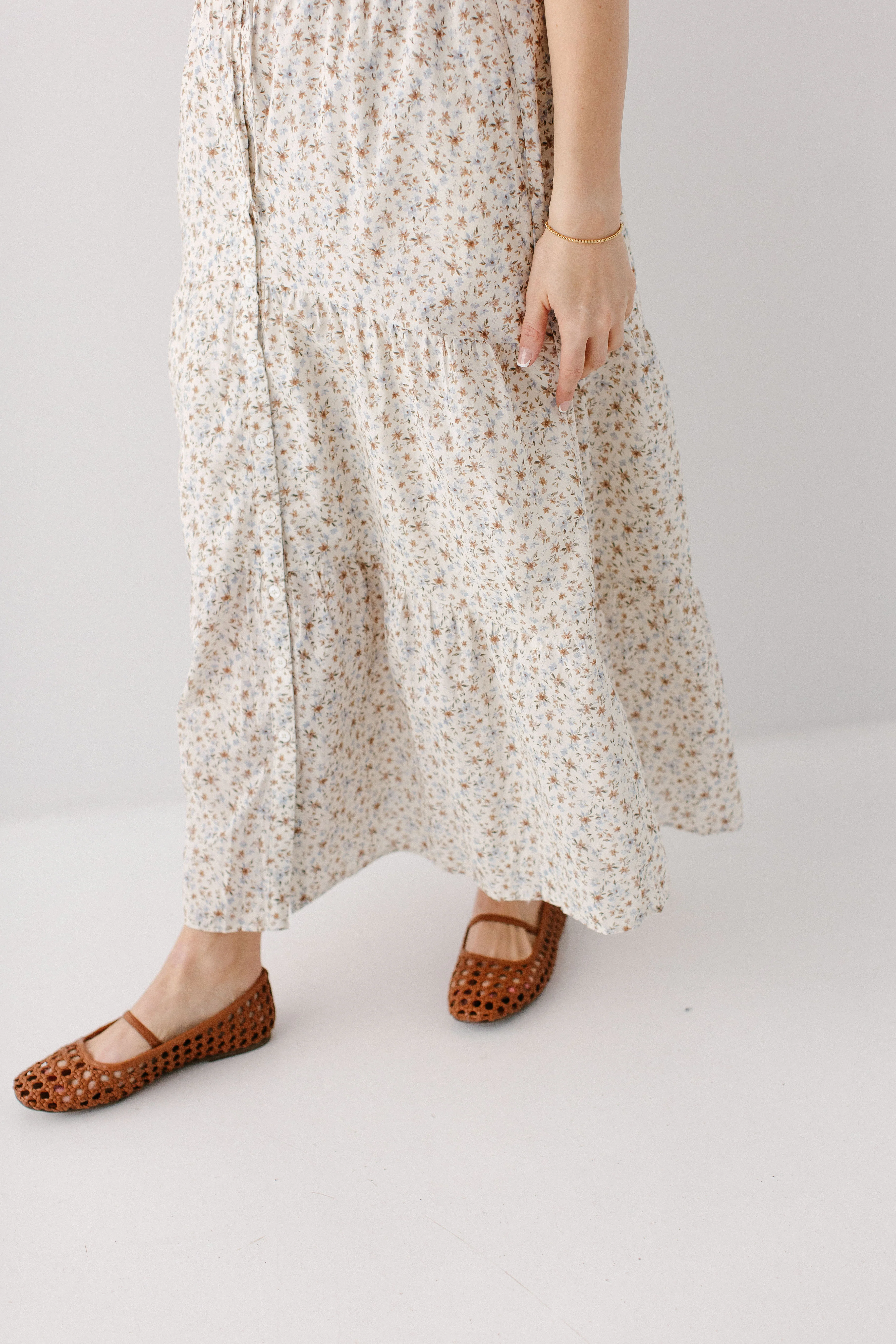 'Maris' Mocha Floral Pinafore Maxi Dress FINAL SALE - Image 7