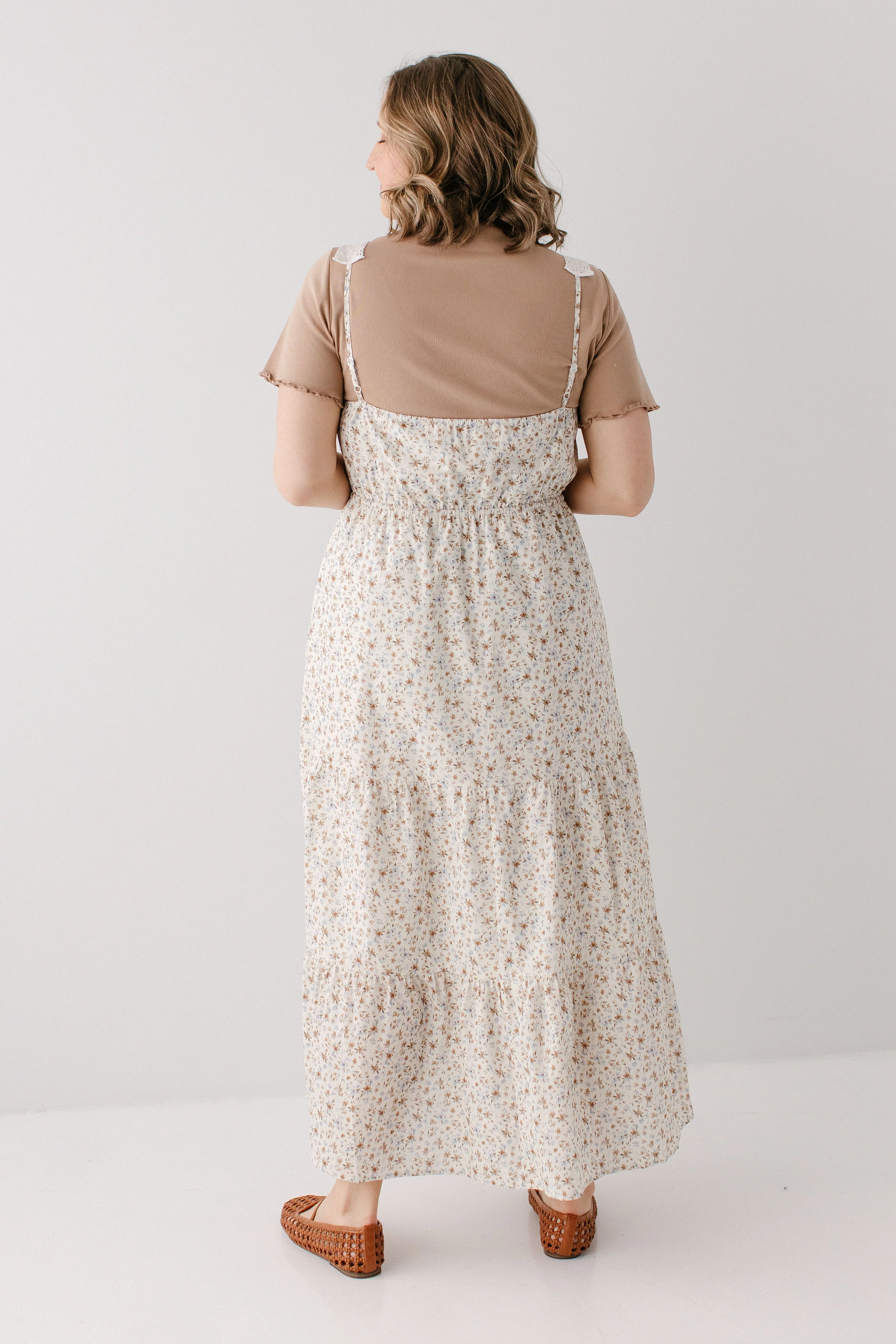 'Maris' Mocha Floral Pinafore Maxi Dress FINAL SALE - Image 8