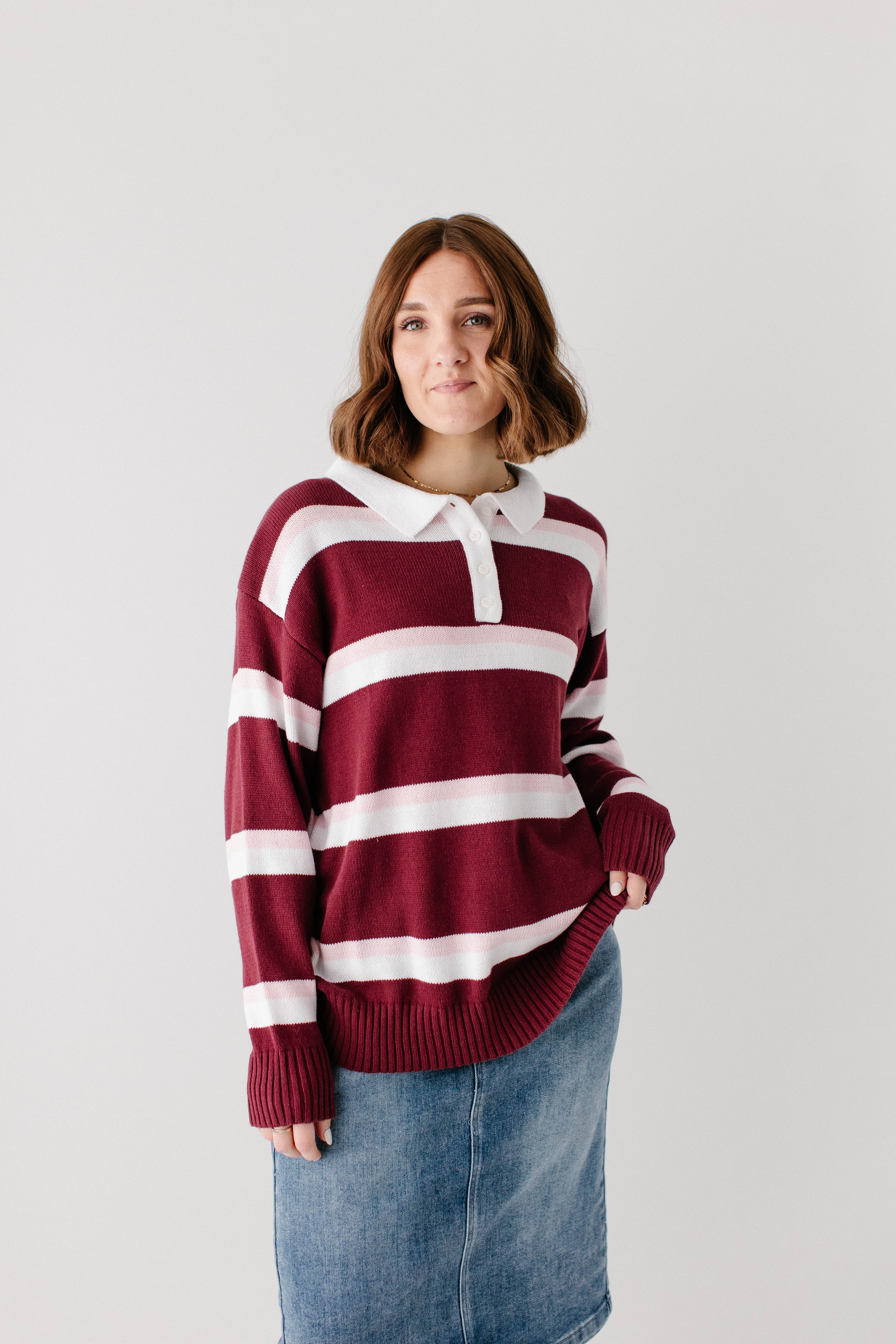 'Marshall' Striped Polo Sweater FINAL SALE - Image 3