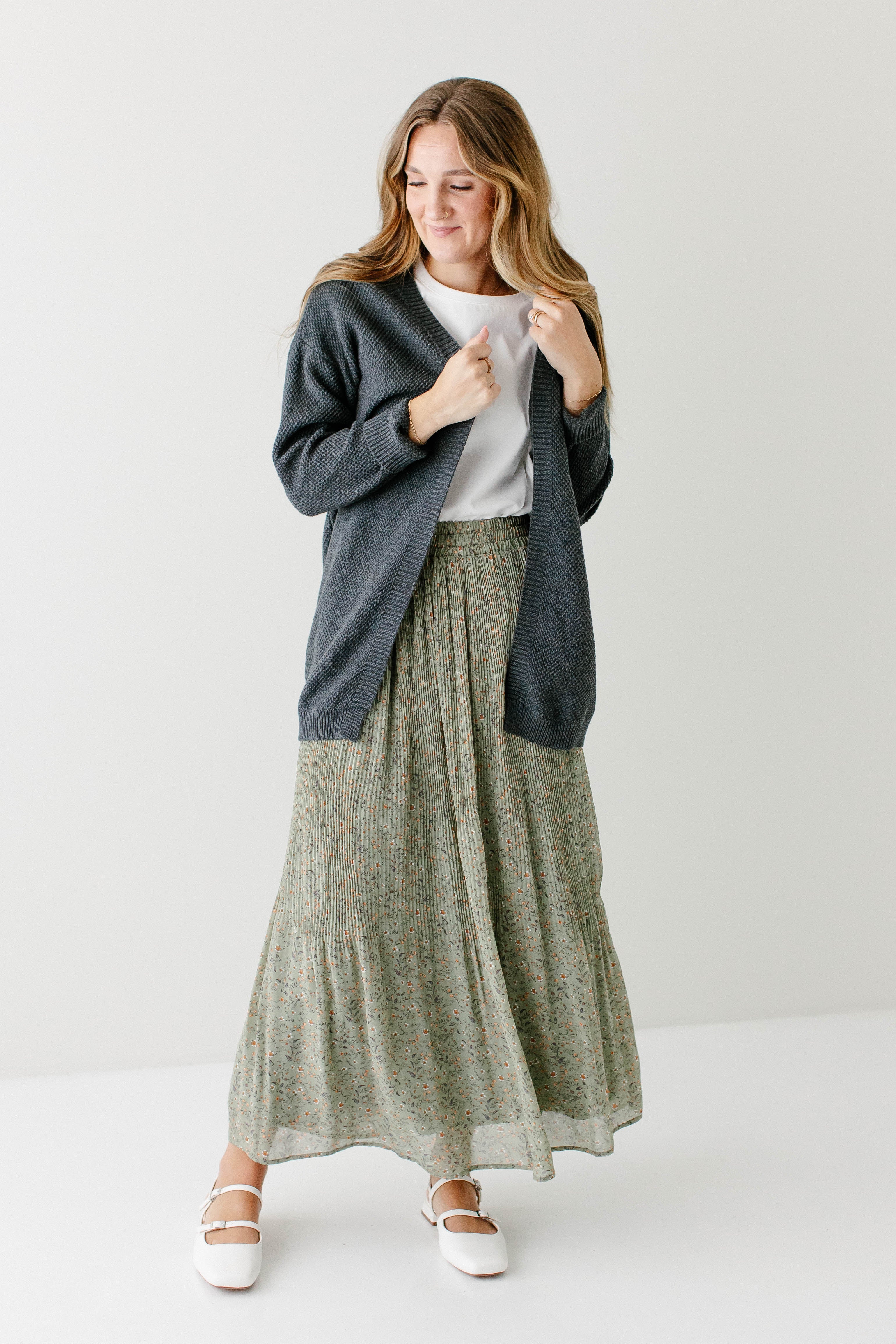 Mattie Cotton Textured Cardigan in Charcoal FINAL SALE - Image 7