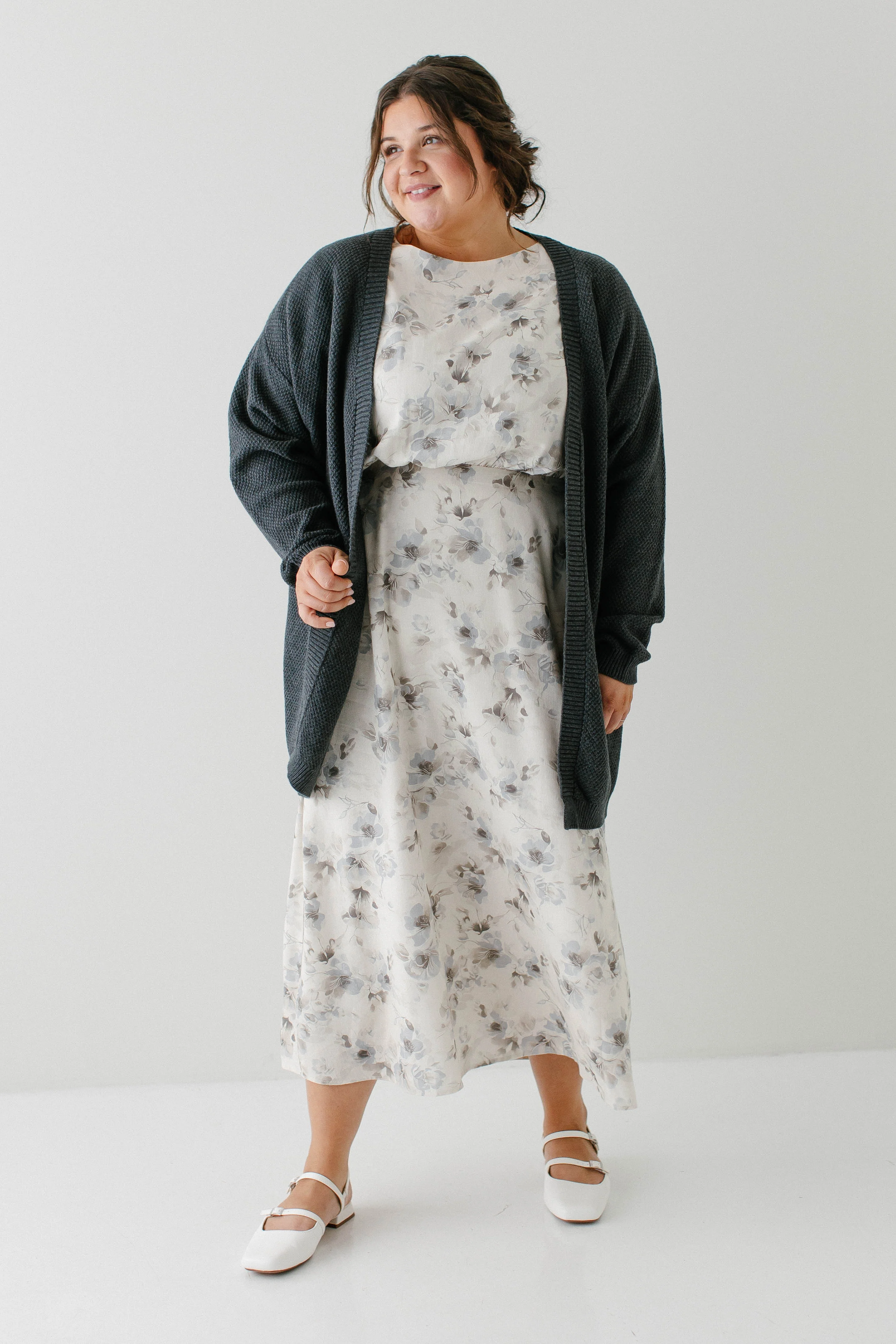 Mattie Cotton Textured Cardigan in Charcoal FINAL SALE - Image 8