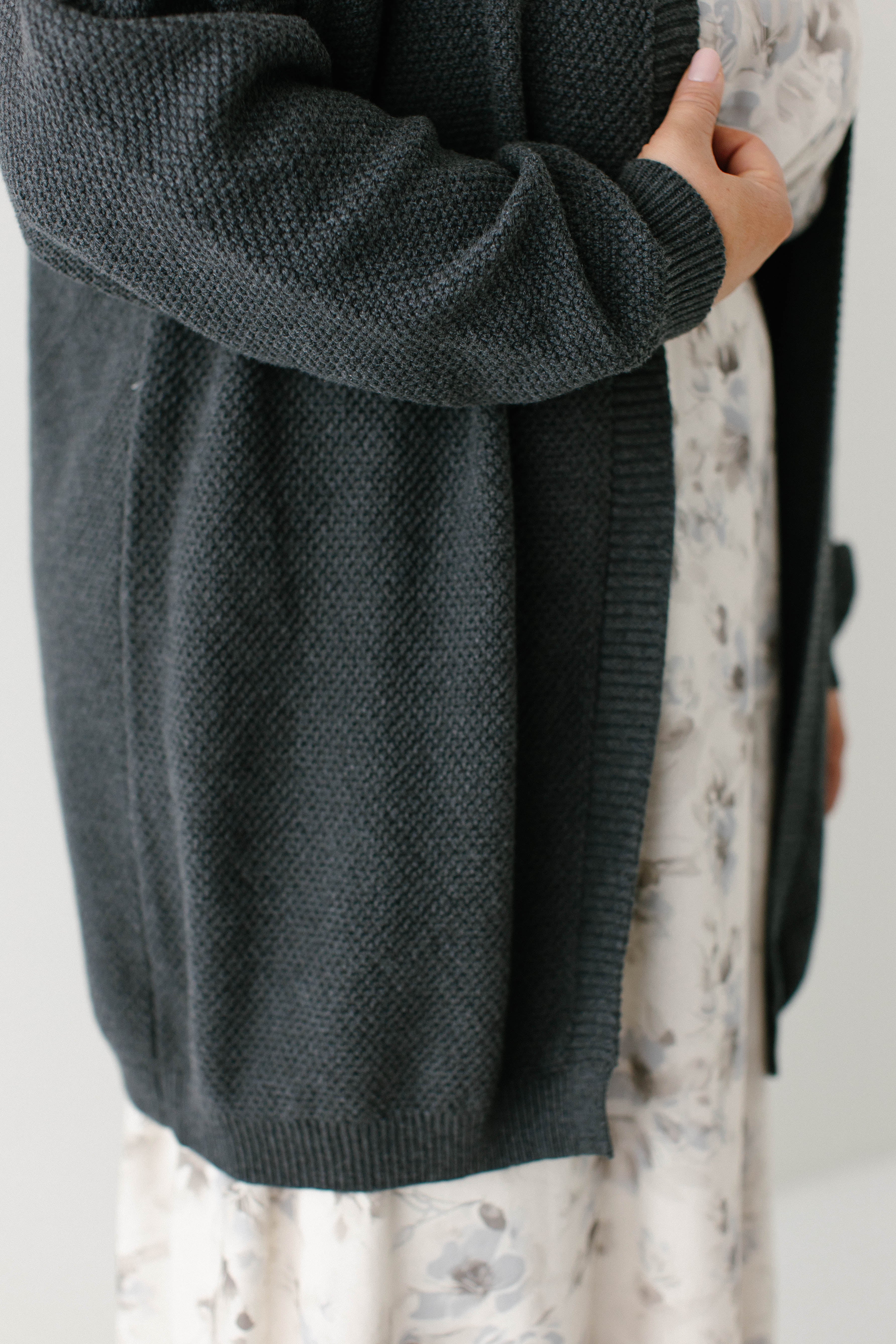 Mattie Cotton Textured Cardigan in Charcoal FINAL SALE - Image 9