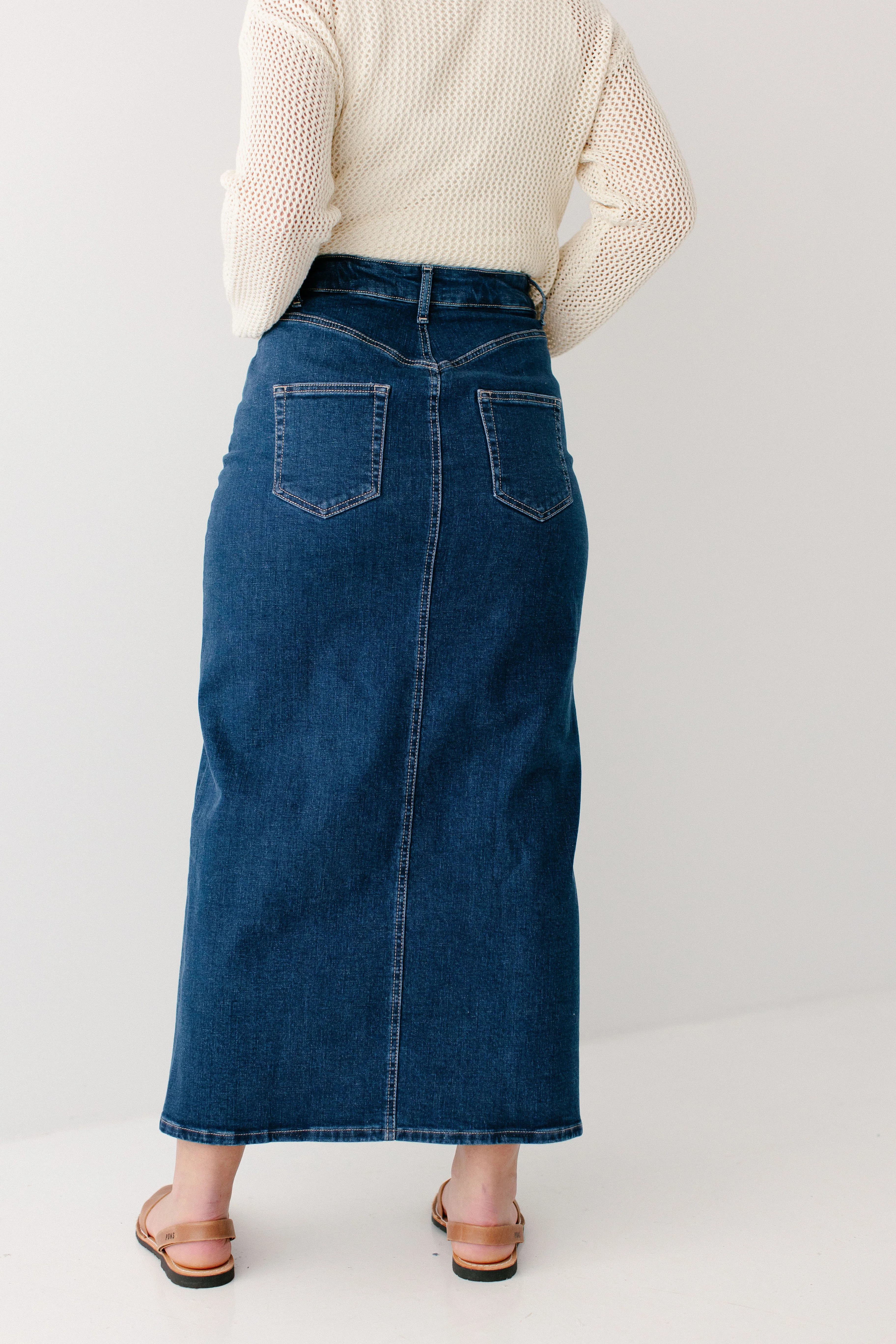 Maya Front Slit Denim Maxi Skirt - Image 16