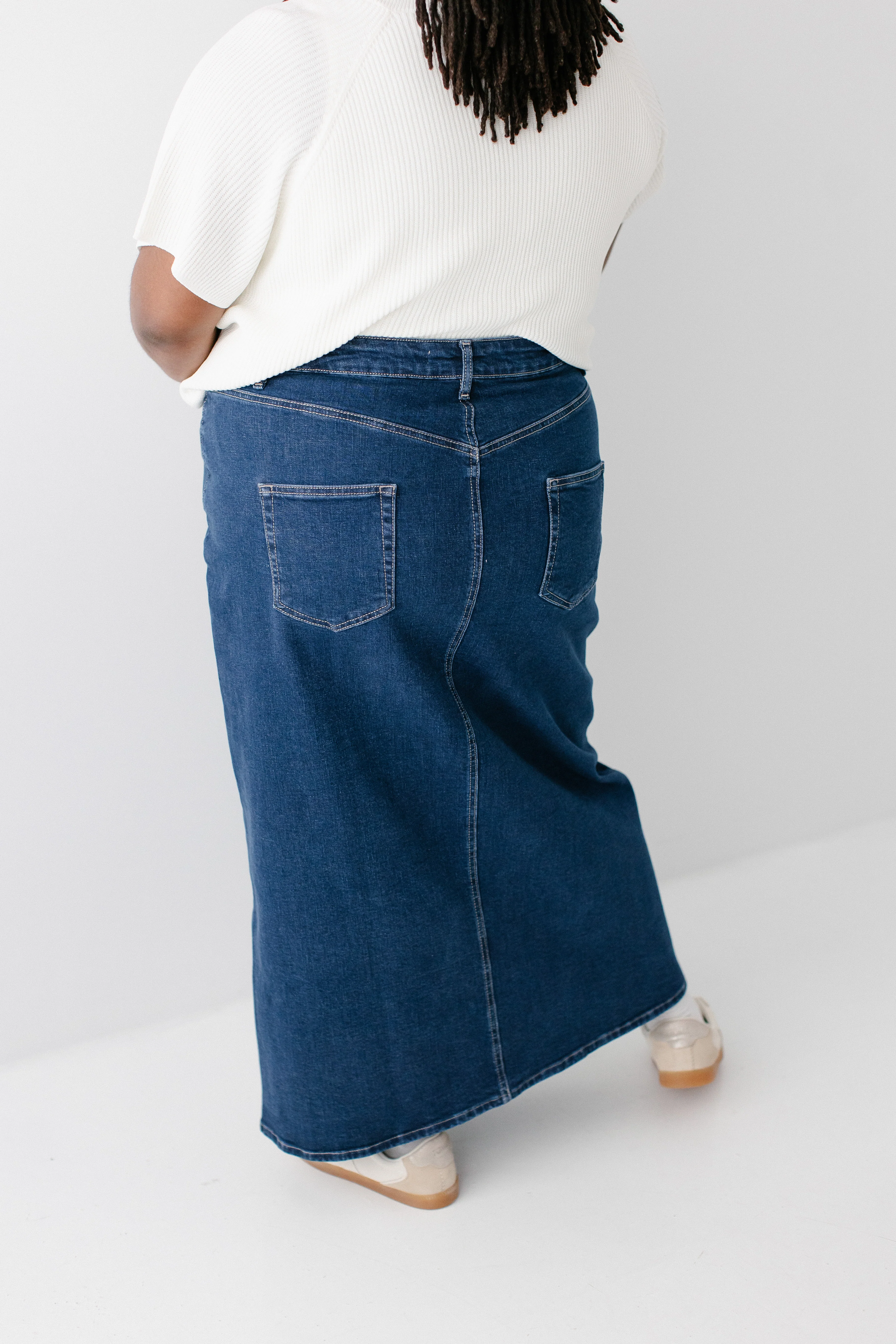 Maya Front Slit Denim Maxi Skirt - Image 20