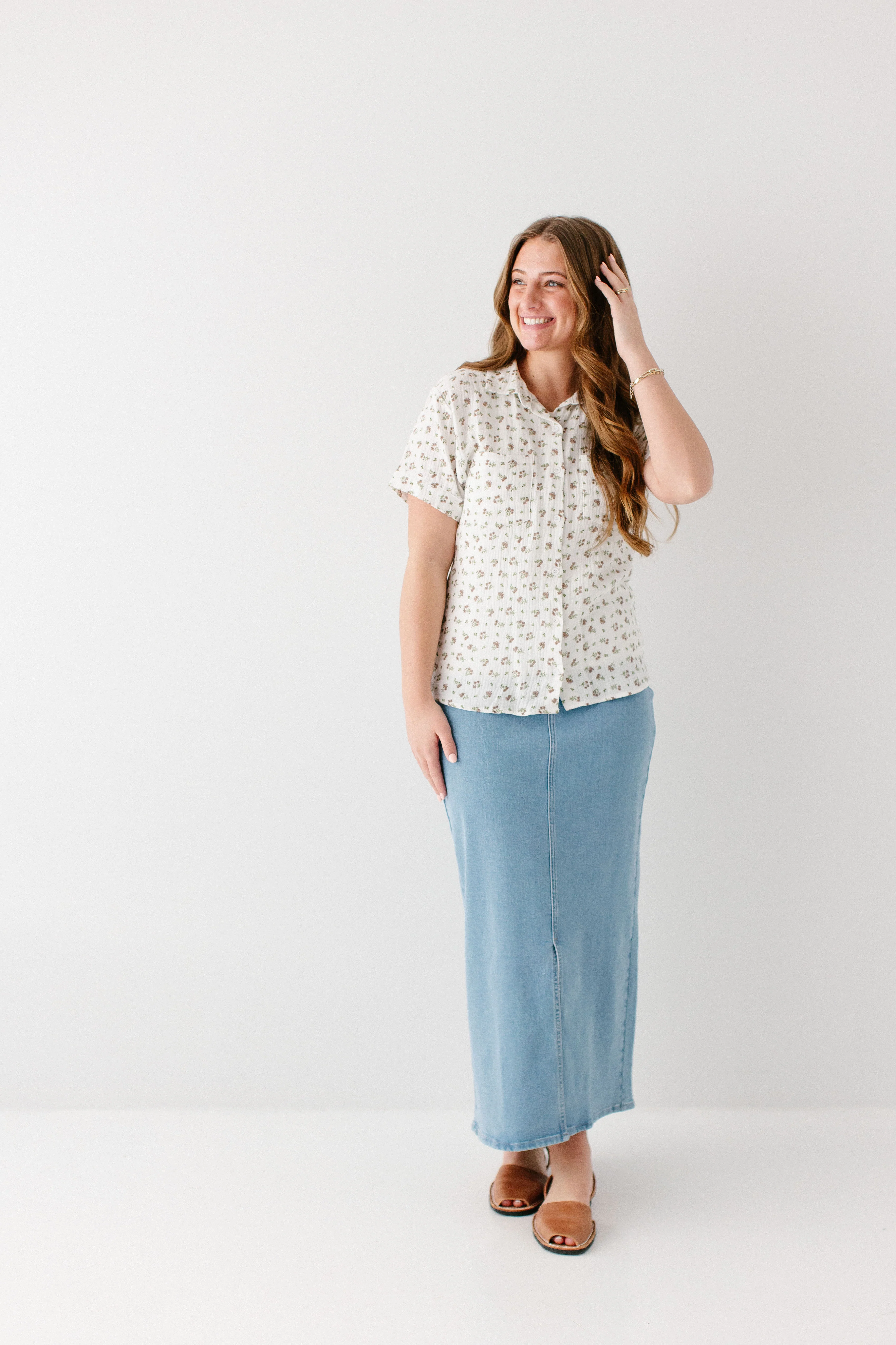 Maya Front Slit Denim Maxi Skirt - Image 5