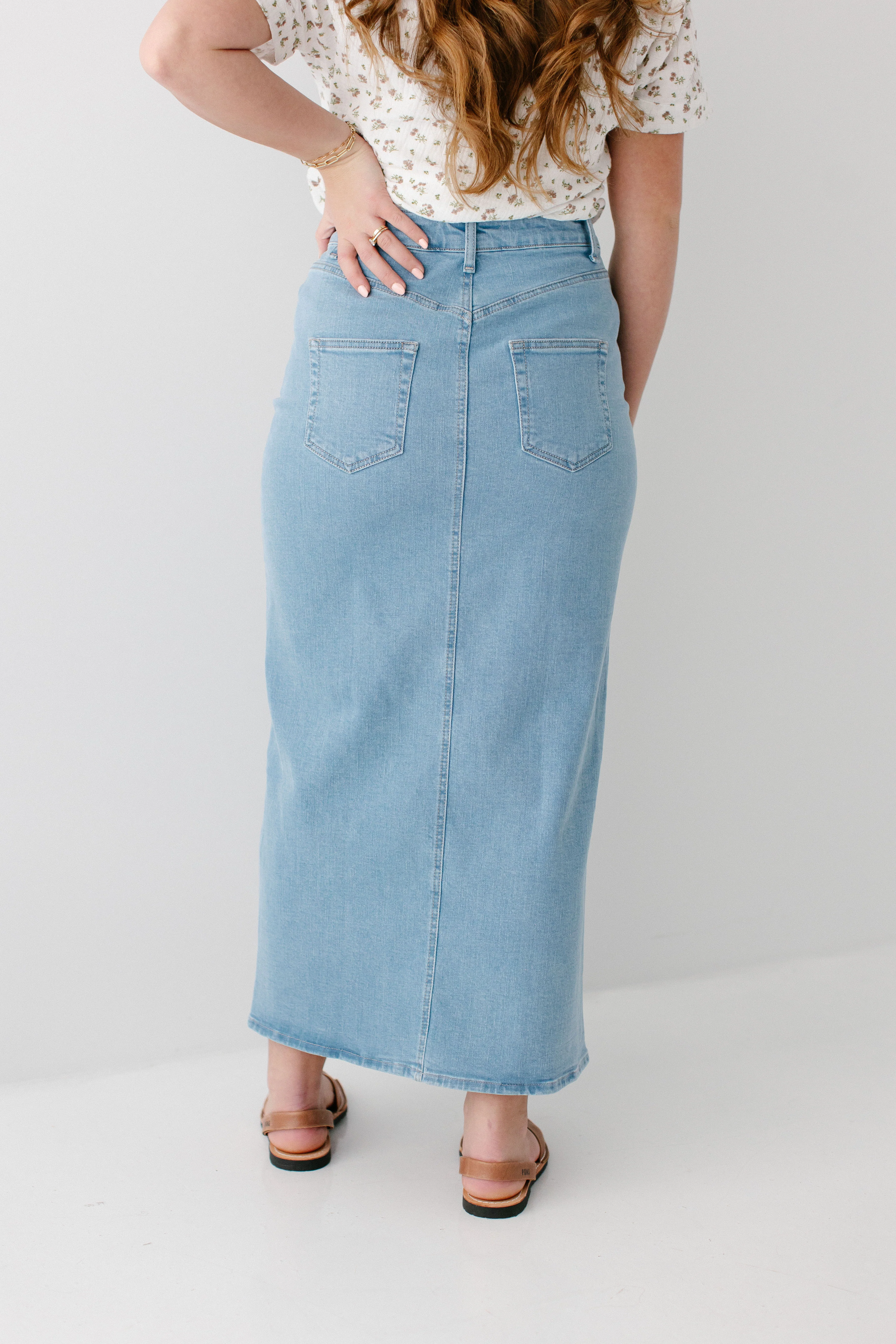 Maya Front Slit Denim Maxi Skirt - Image 6
