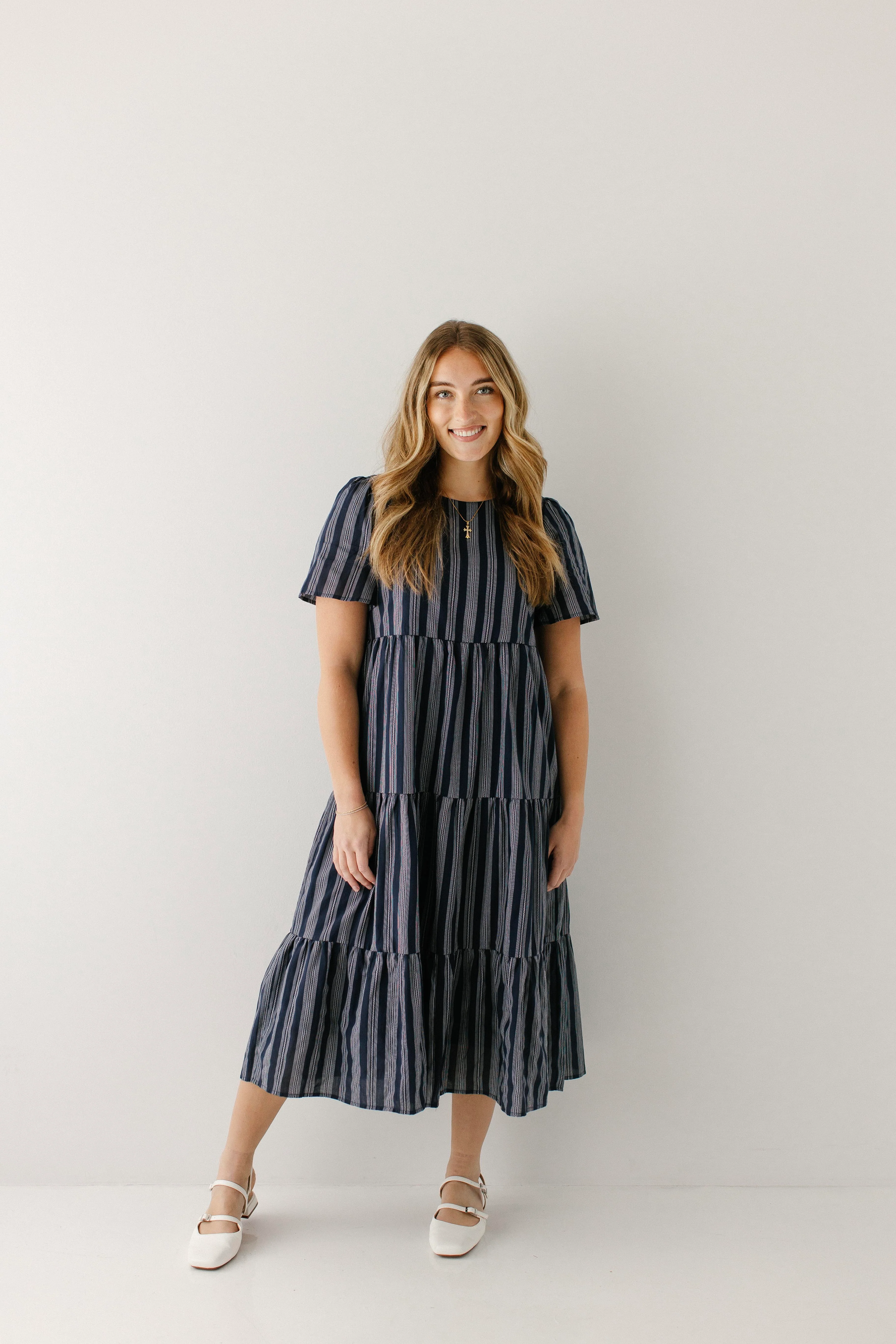 Melaka Striped Tiered Midi Dress
