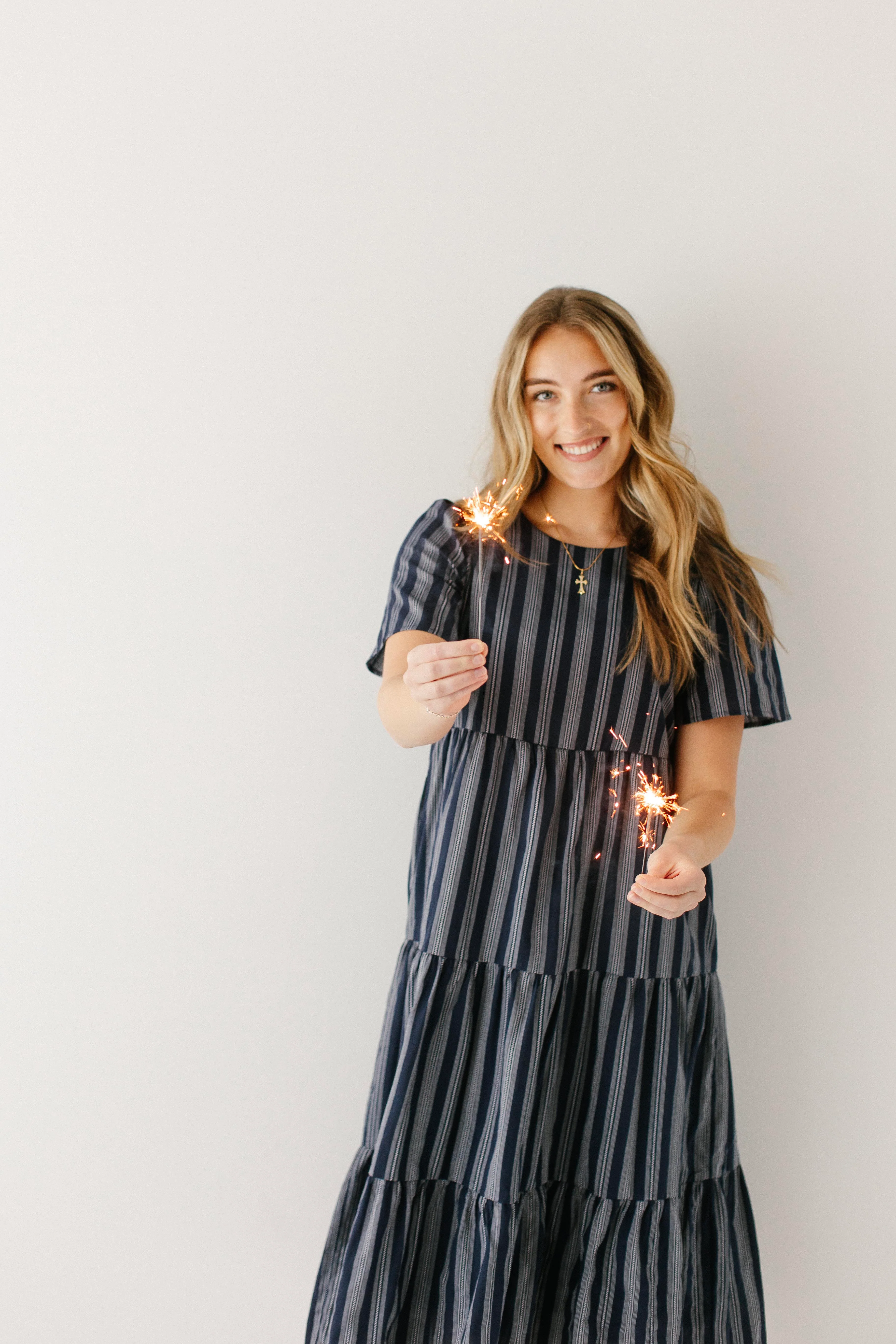 Melaka Striped Tiered Midi Dress - Image 5