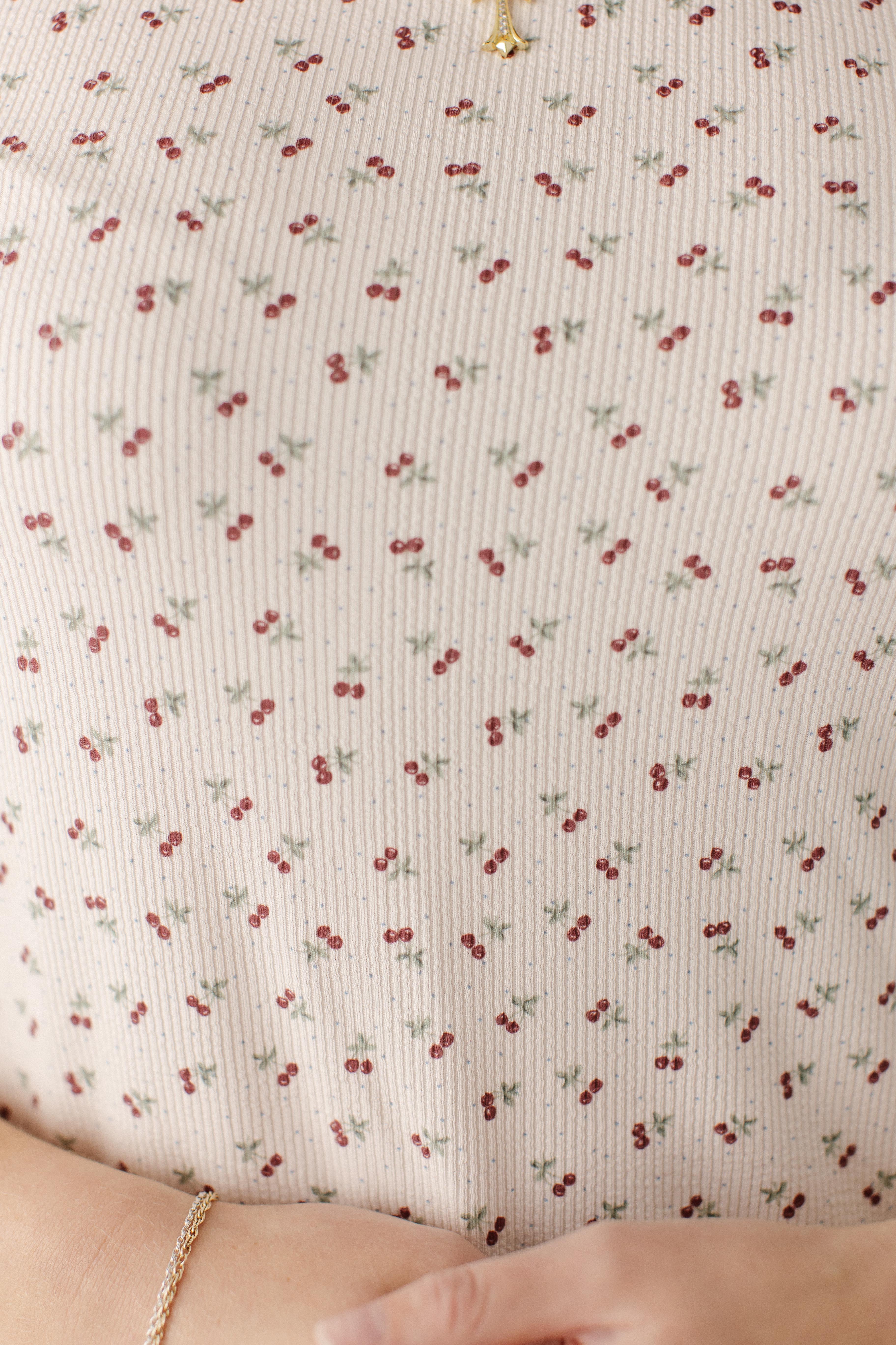 Mia Cherry Print Ribbed Top - Image 3