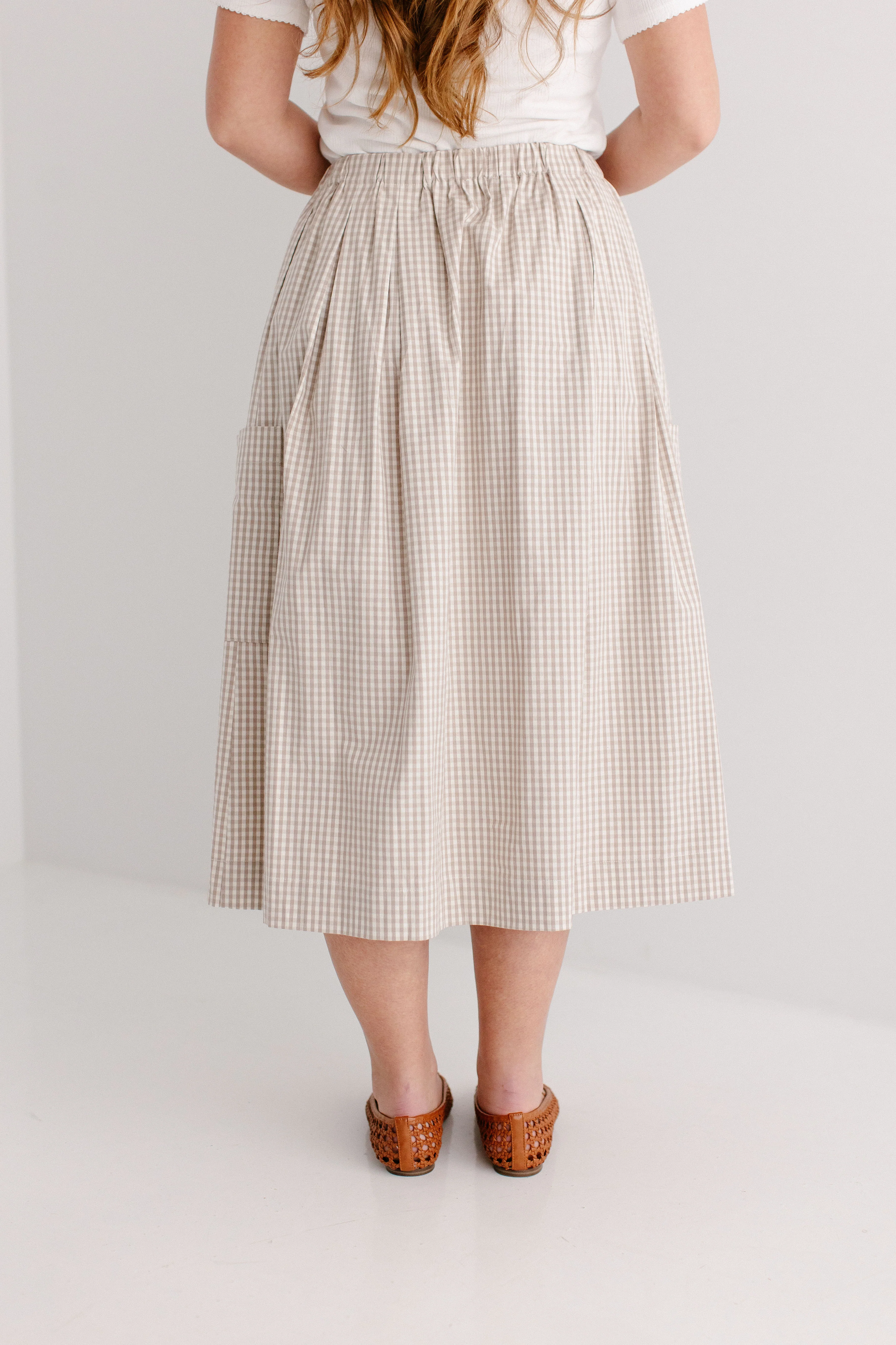 'Missie' A-Line Gingham Midi Skirt - Image 5