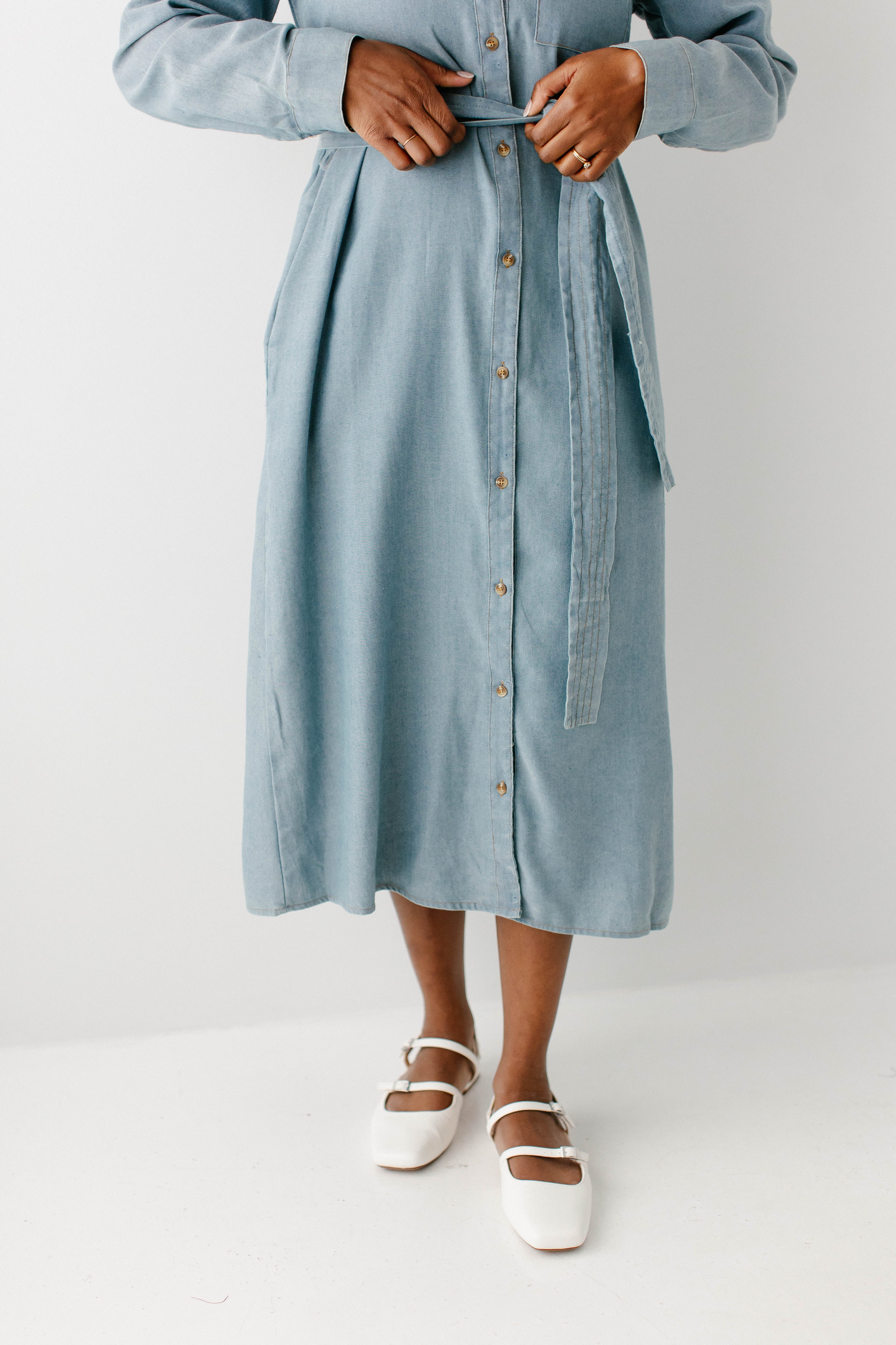 'Misti' Chambray Button Down Shirtdress FINAL SALE - Image 3