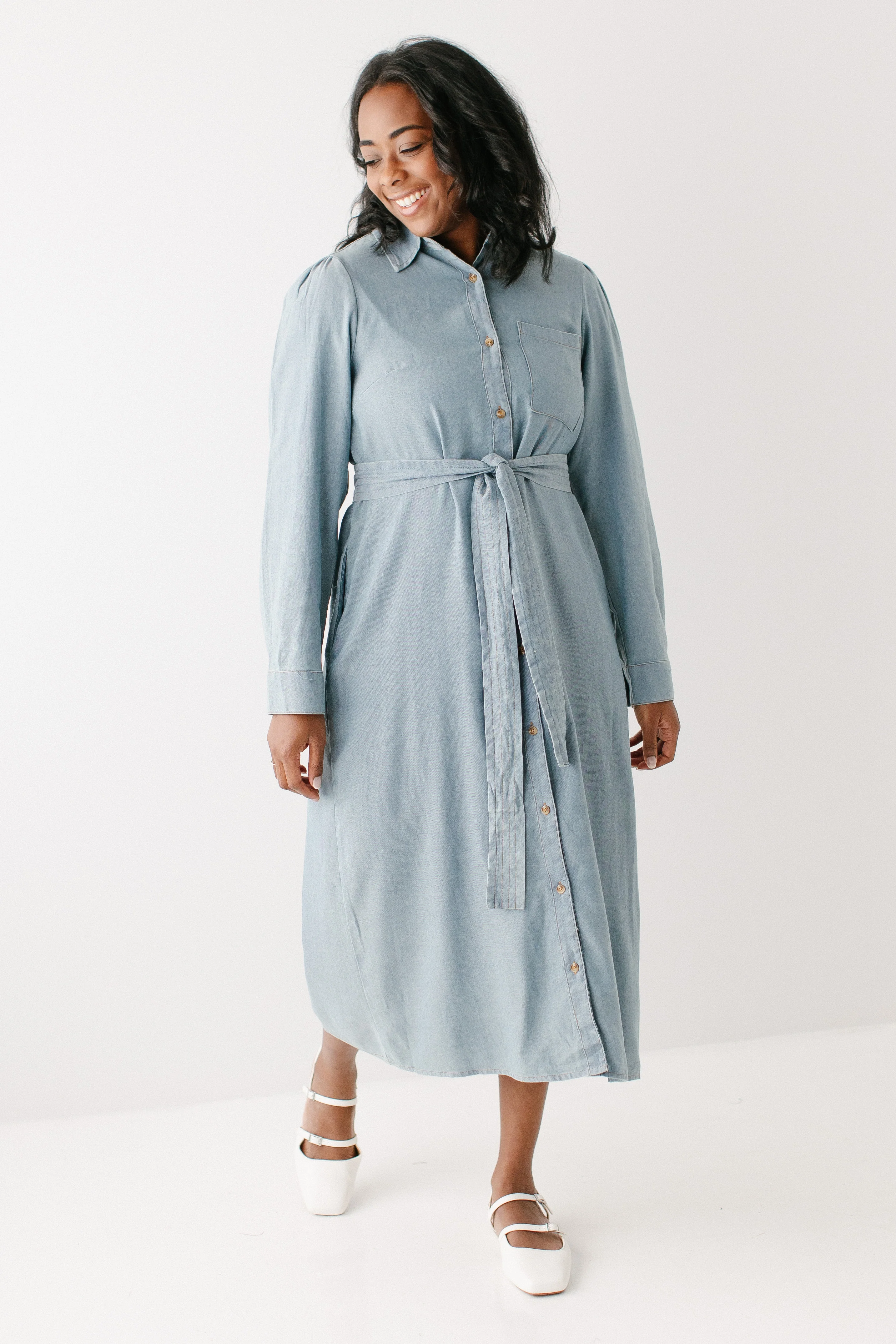 'Misti' Chambray Button Down Shirtdress FINAL SALE - Image 4