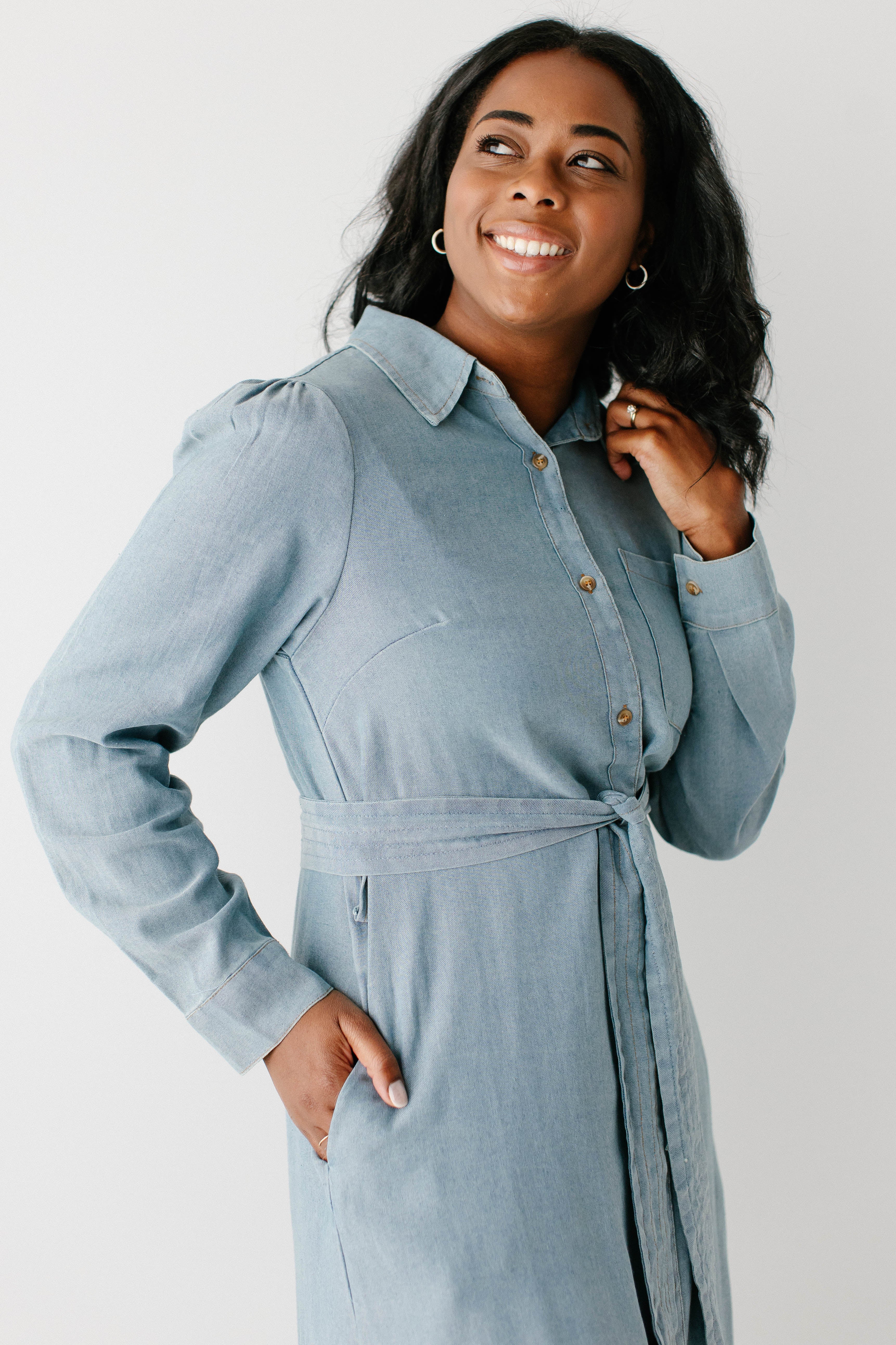 'Misti' Chambray Button Down Shirtdress FINAL SALE - Image 5