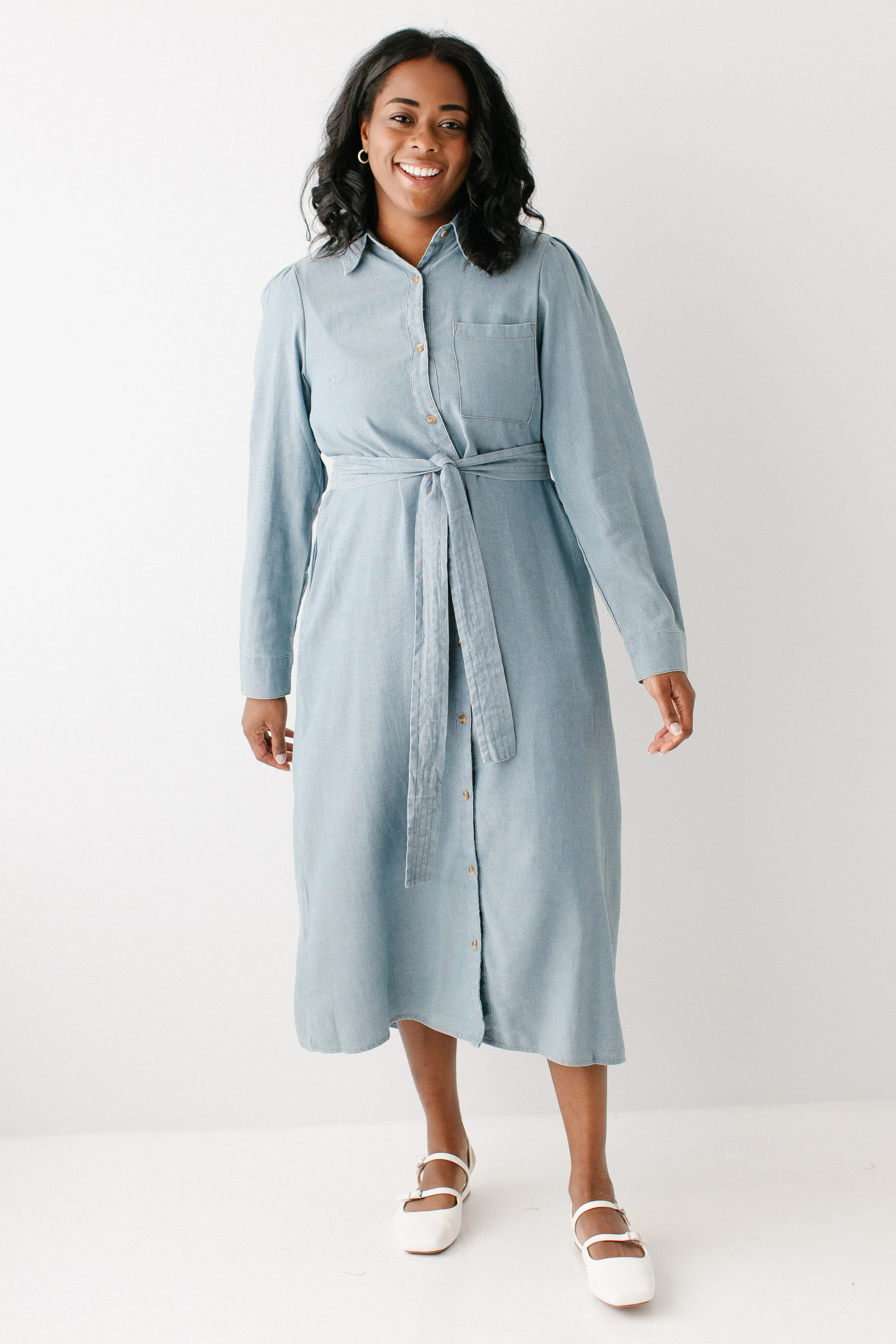 'Misti' Chambray Button Down Shirtdress FINAL SALE - Image 7